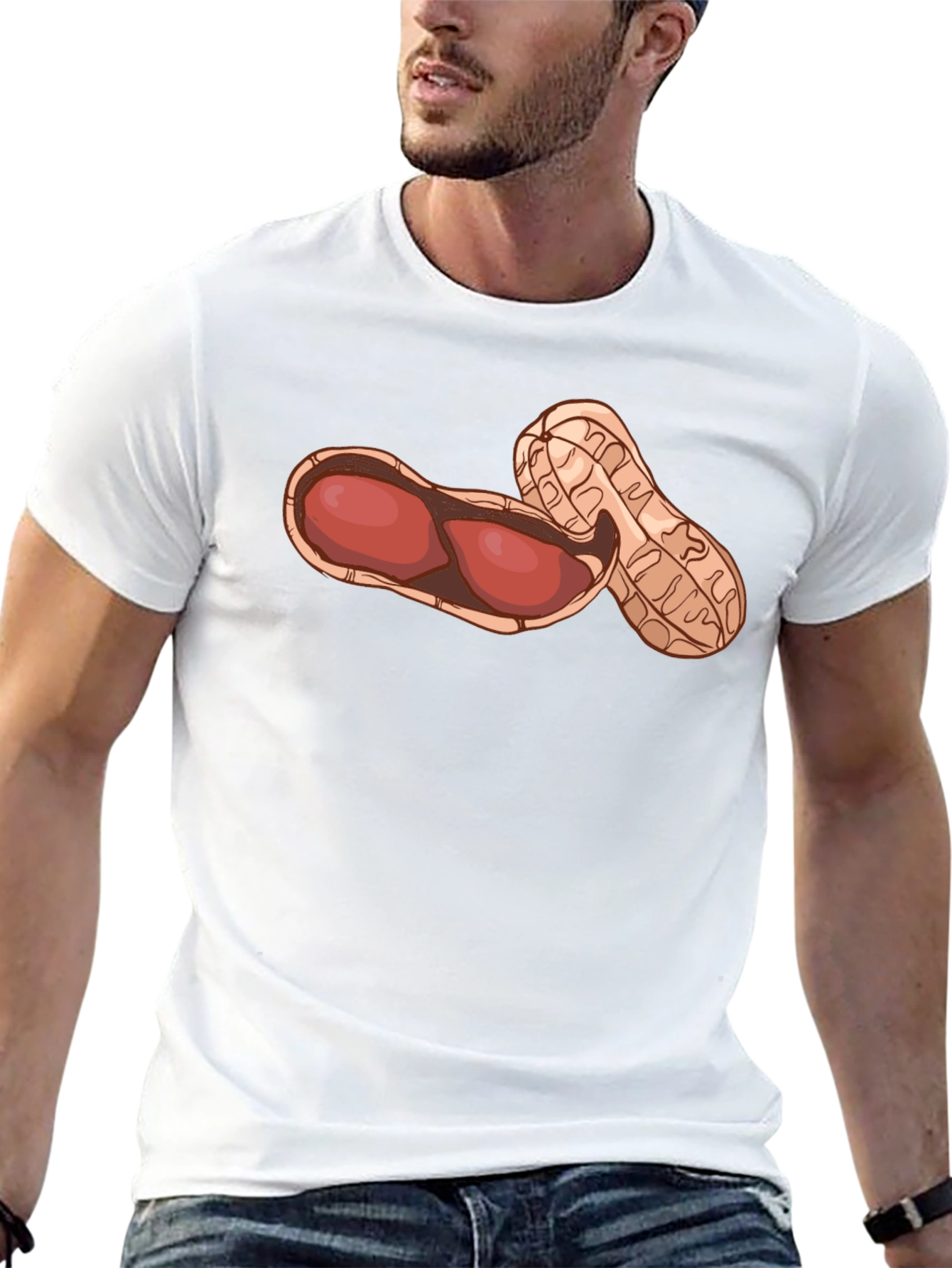 Funny Peanut Graphic Black T-Shirt
