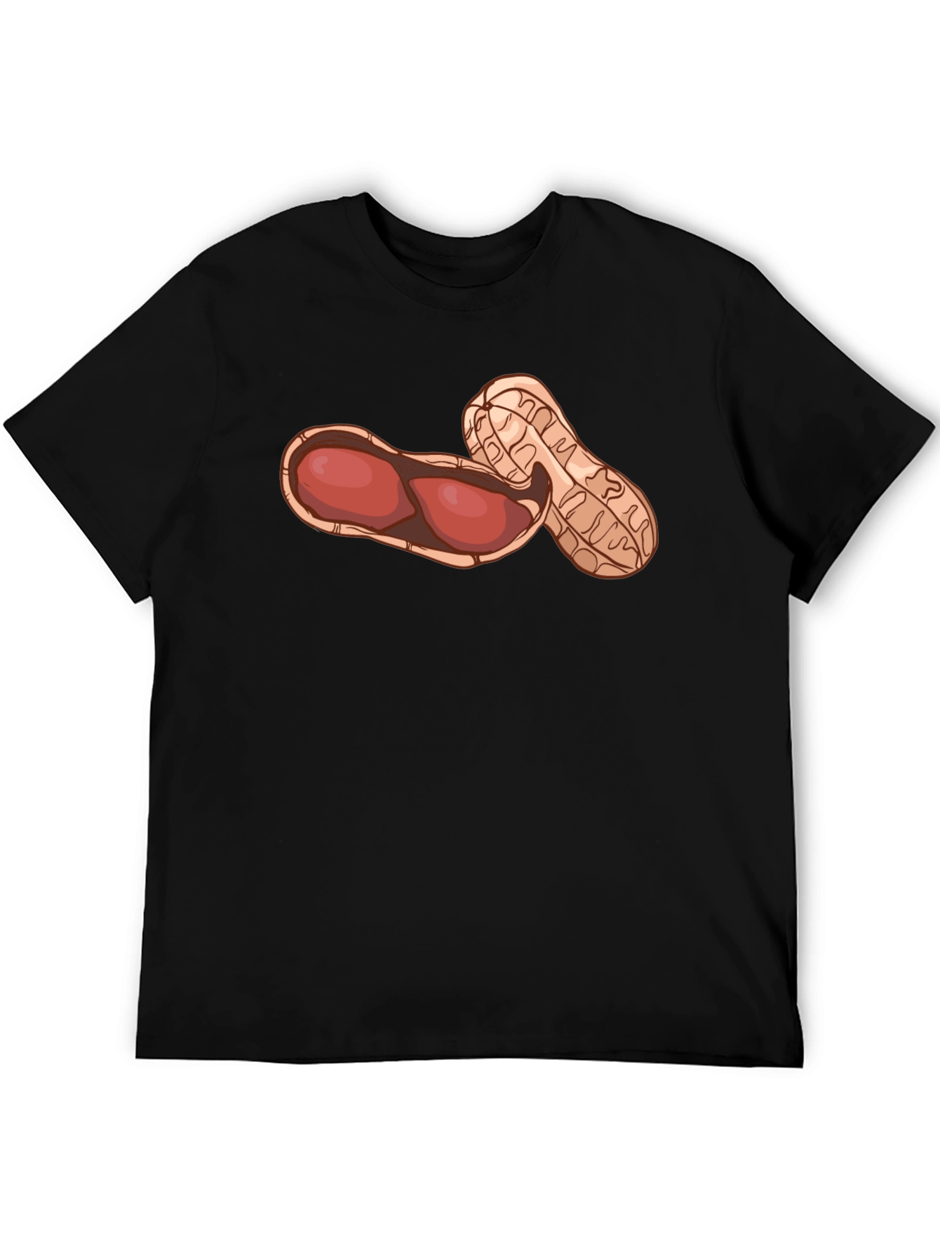 Funny Peanut Graphic Black T-Shirt