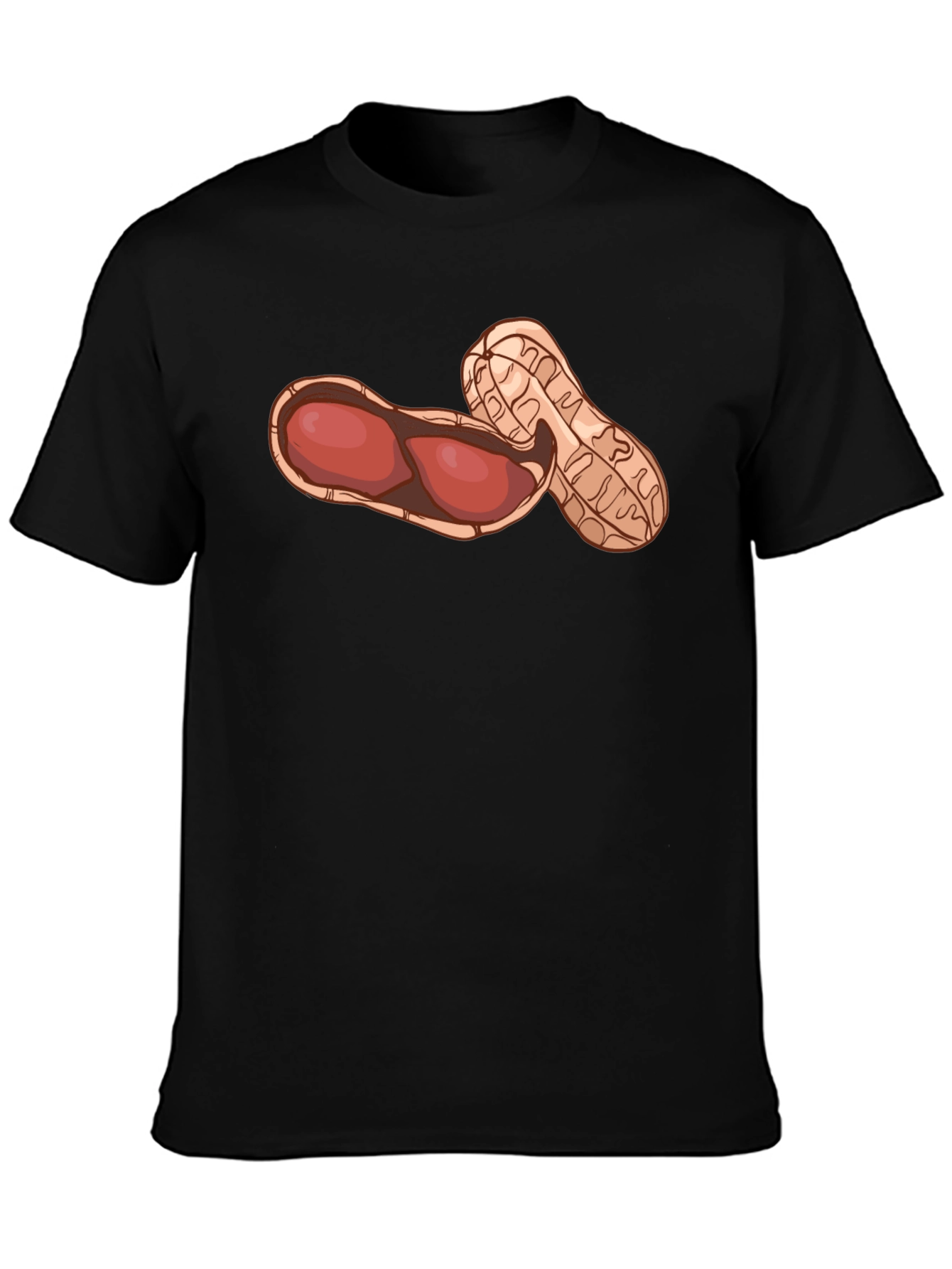 Funny Peanut Graphic Black T-Shirt