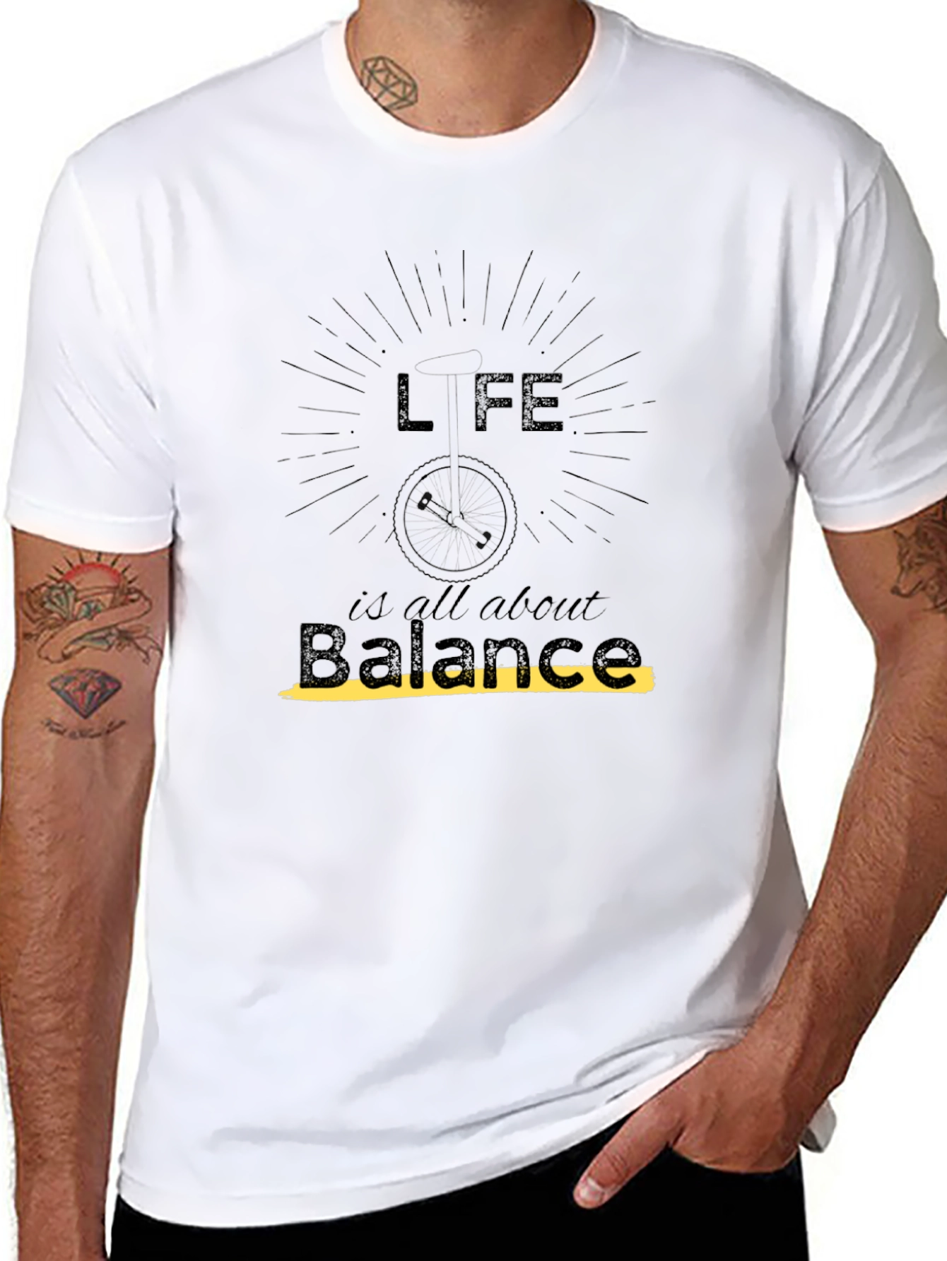 Life is Balance Graphic Black T-Shirt