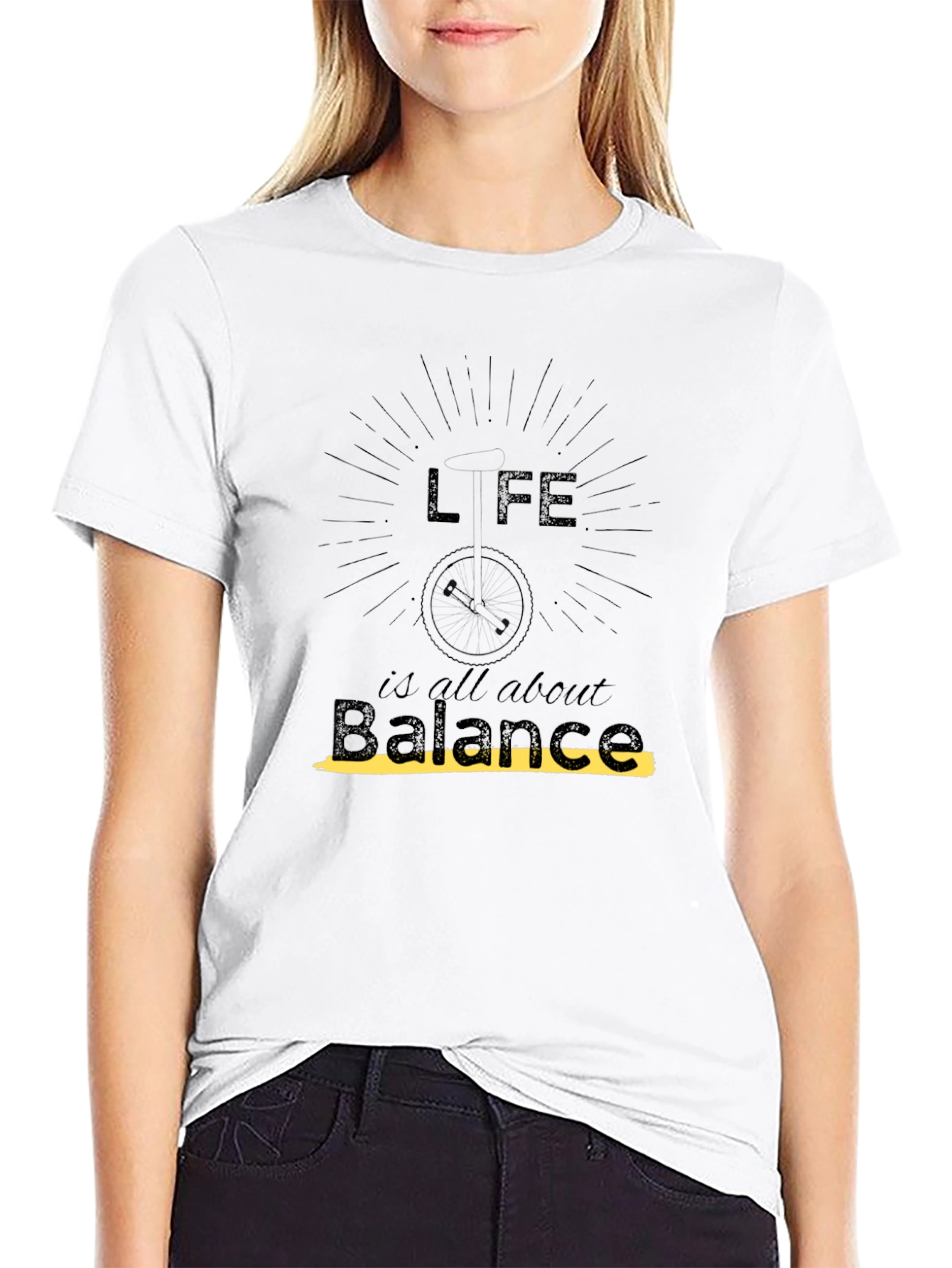 Life is Balance Graphic Black T-Shirt