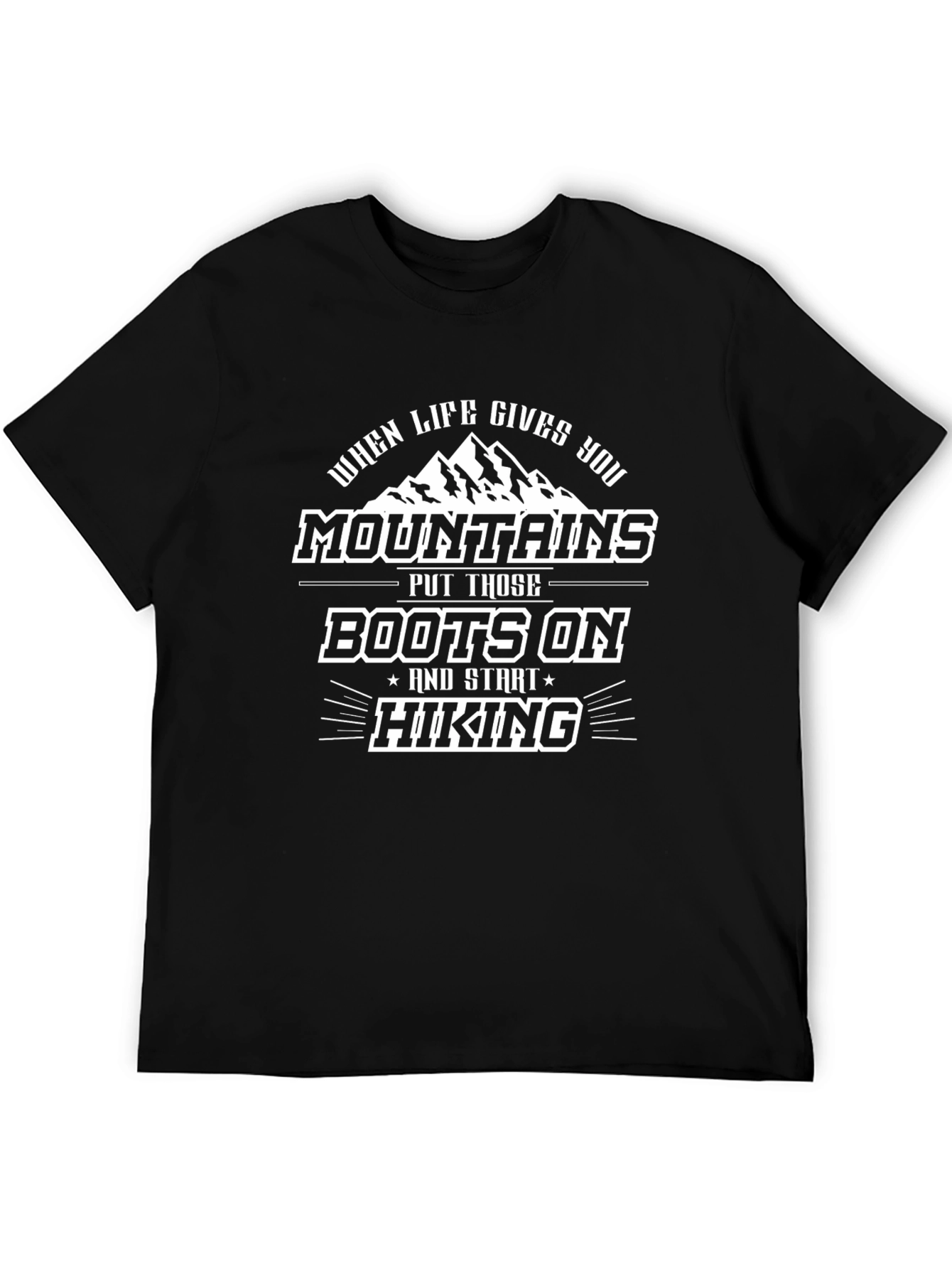 Mountain Hiking Graphic Tee - Black