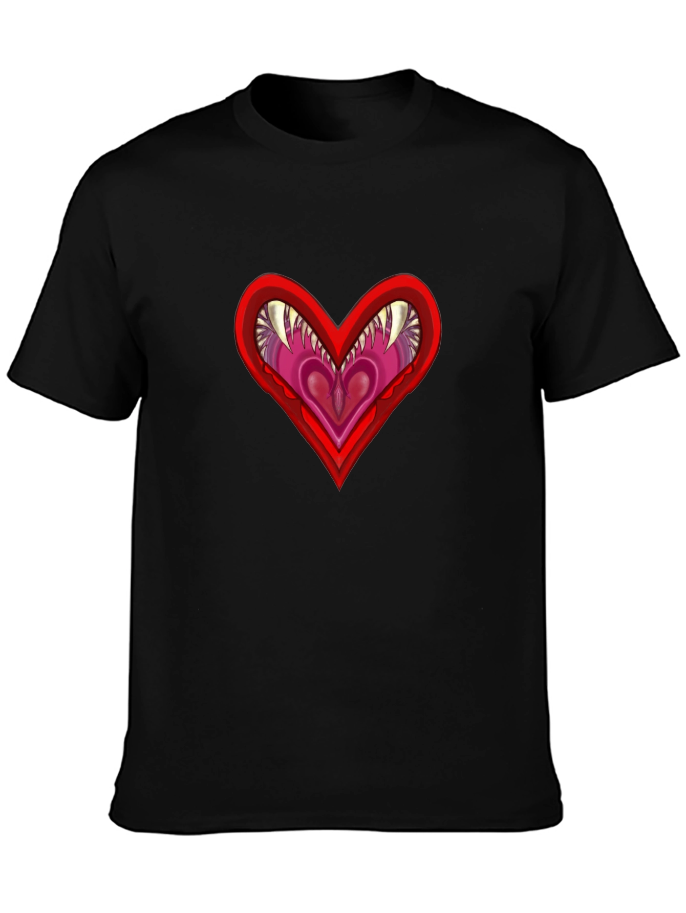 Edgy Heart Graphic Tee - Black Cotton T-Shirt