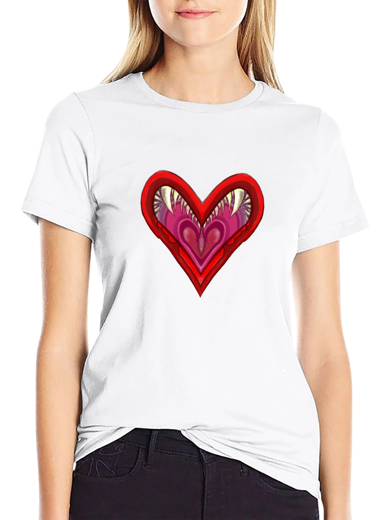 Edgy Heart Graphic Tee - Black Cotton T-Shirt