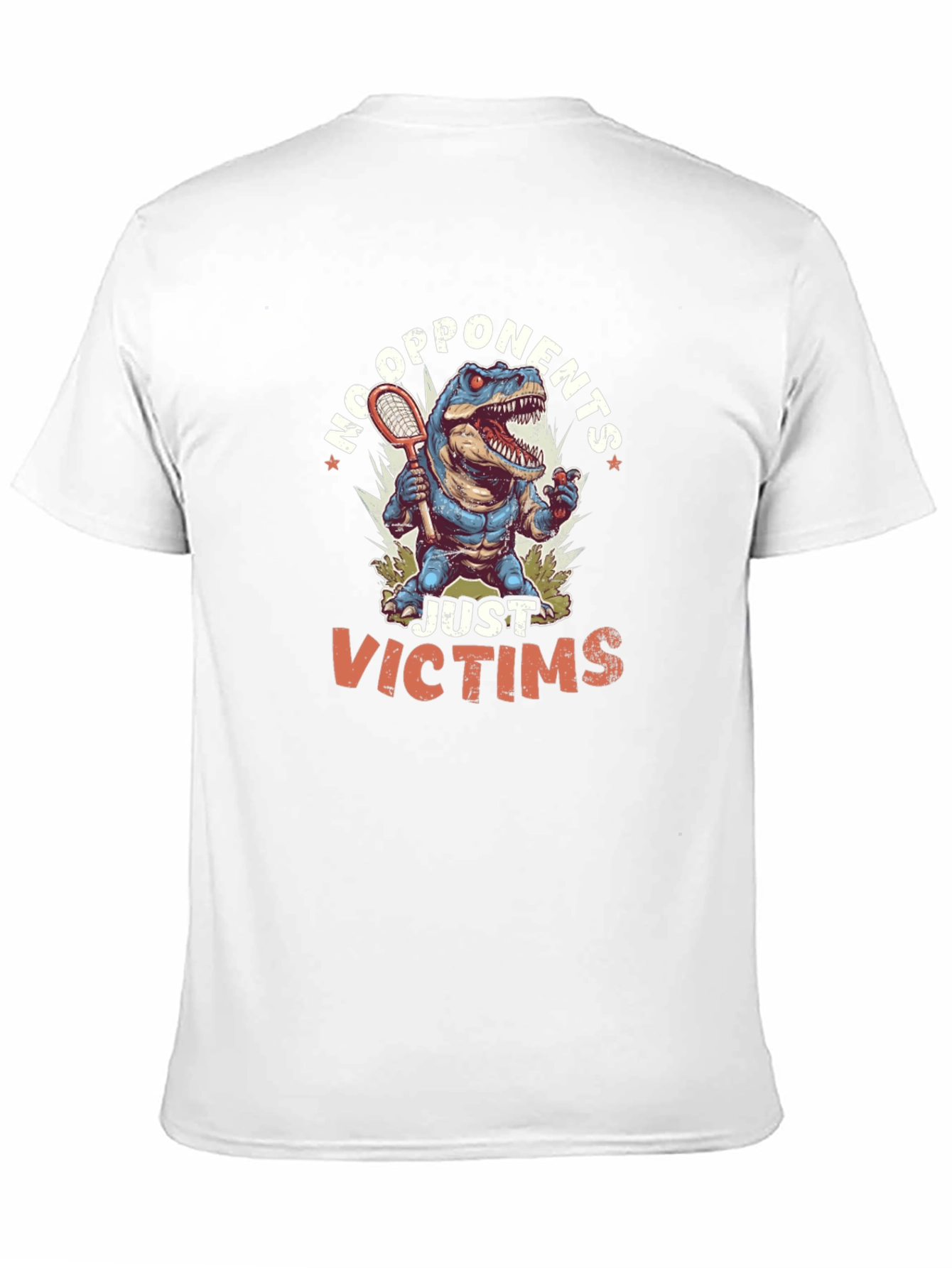 Dinosaur Tennis Player Black T-Shirt