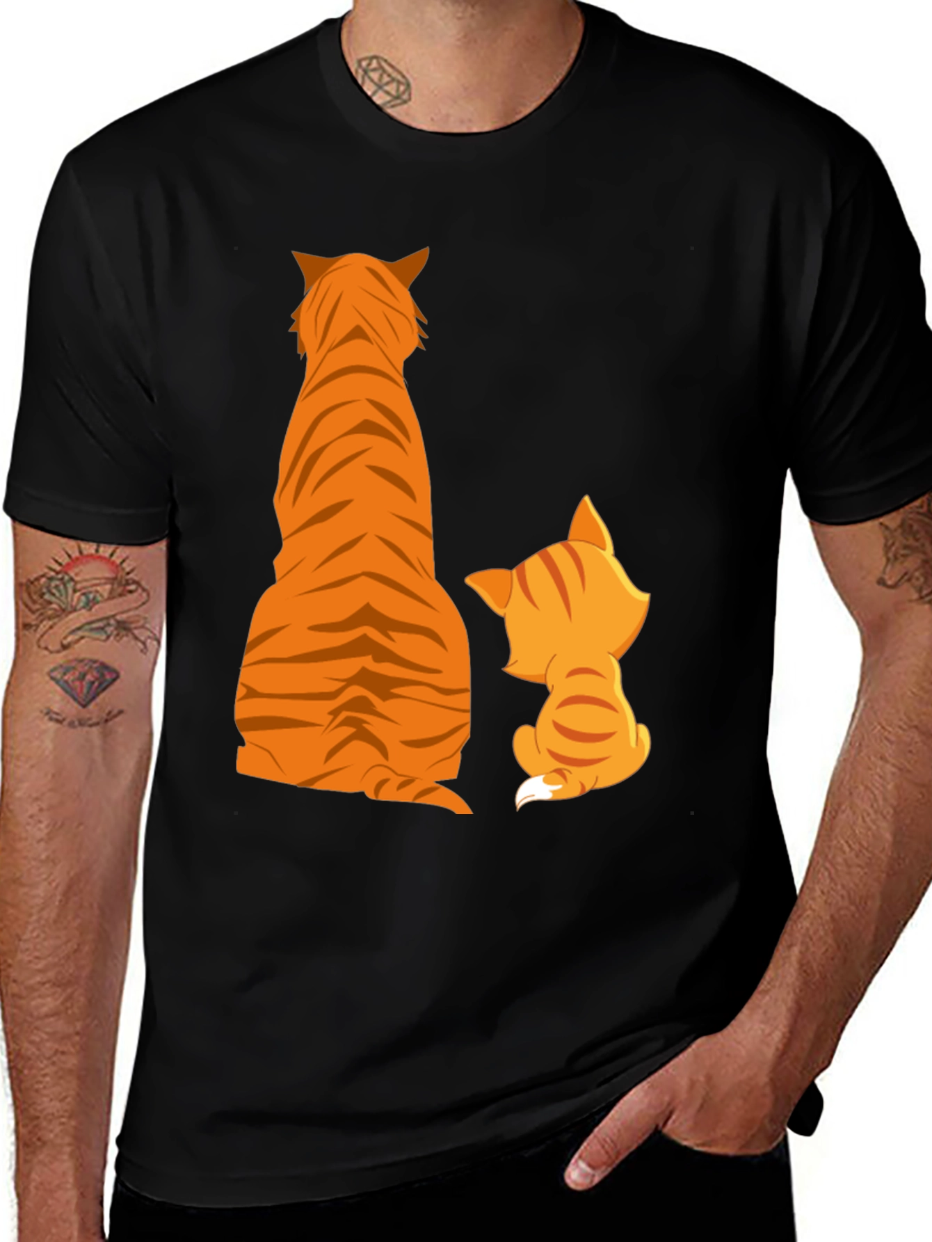 Tiger and Kitten Graphic Tee - Black Cotton