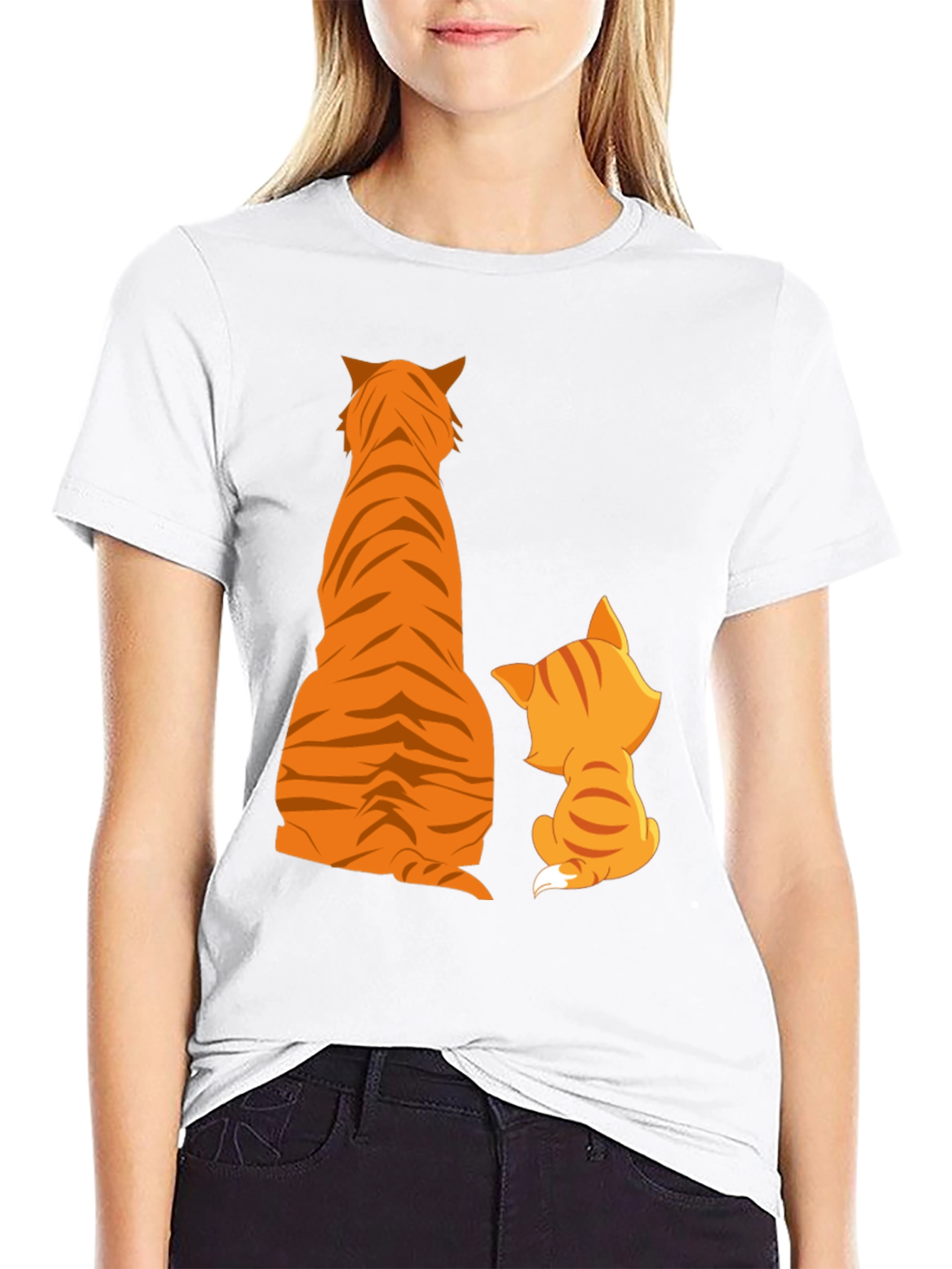 Tiger and Kitten Graphic Tee - Black Cotton