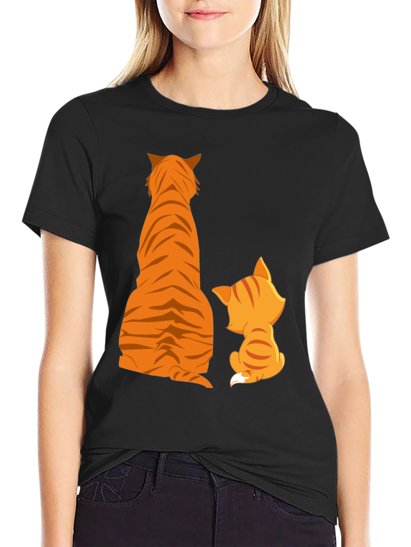 Tiger and Kitten Graphic Tee - Black Cotton