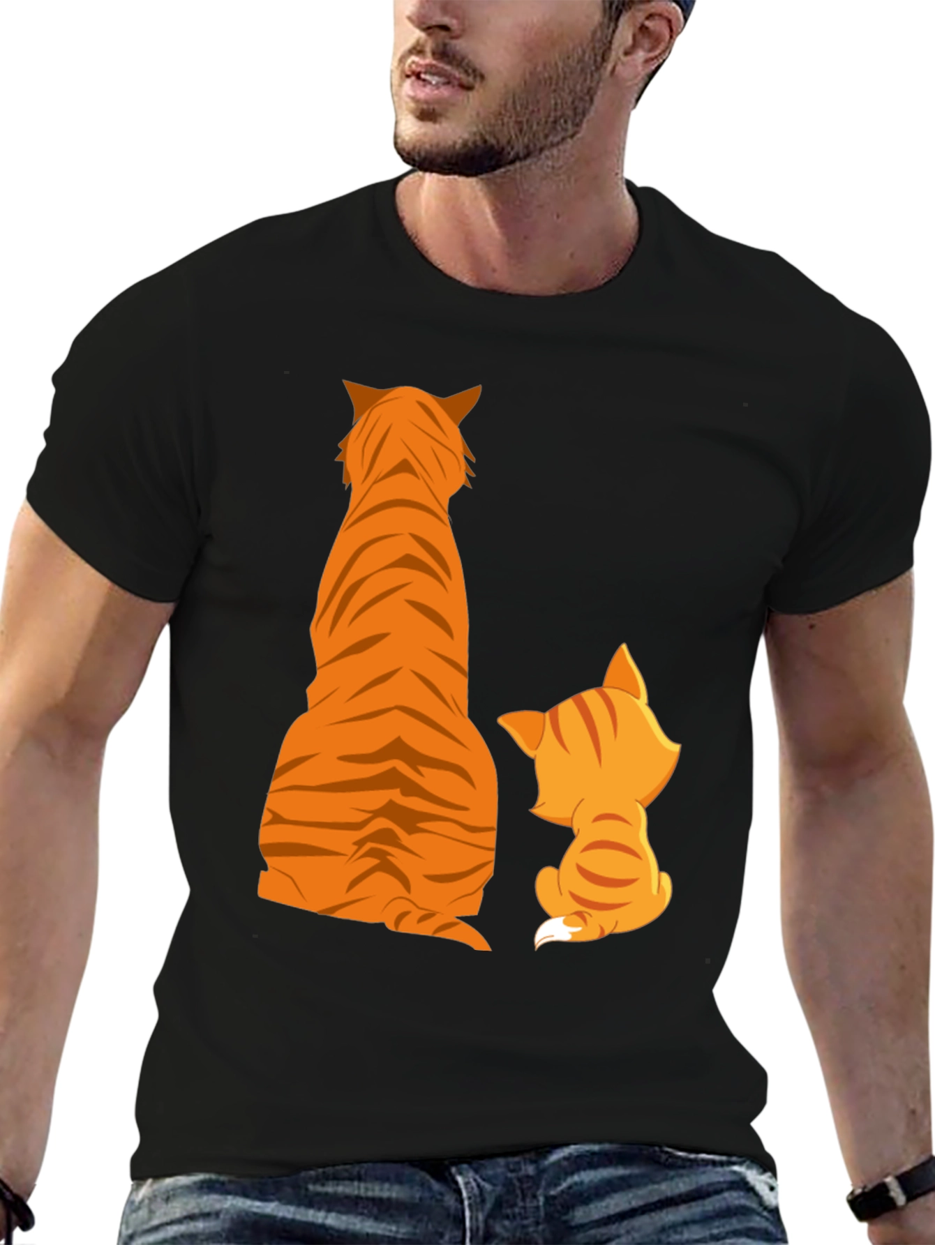 Tiger and Kitten Graphic Tee - Black Cotton