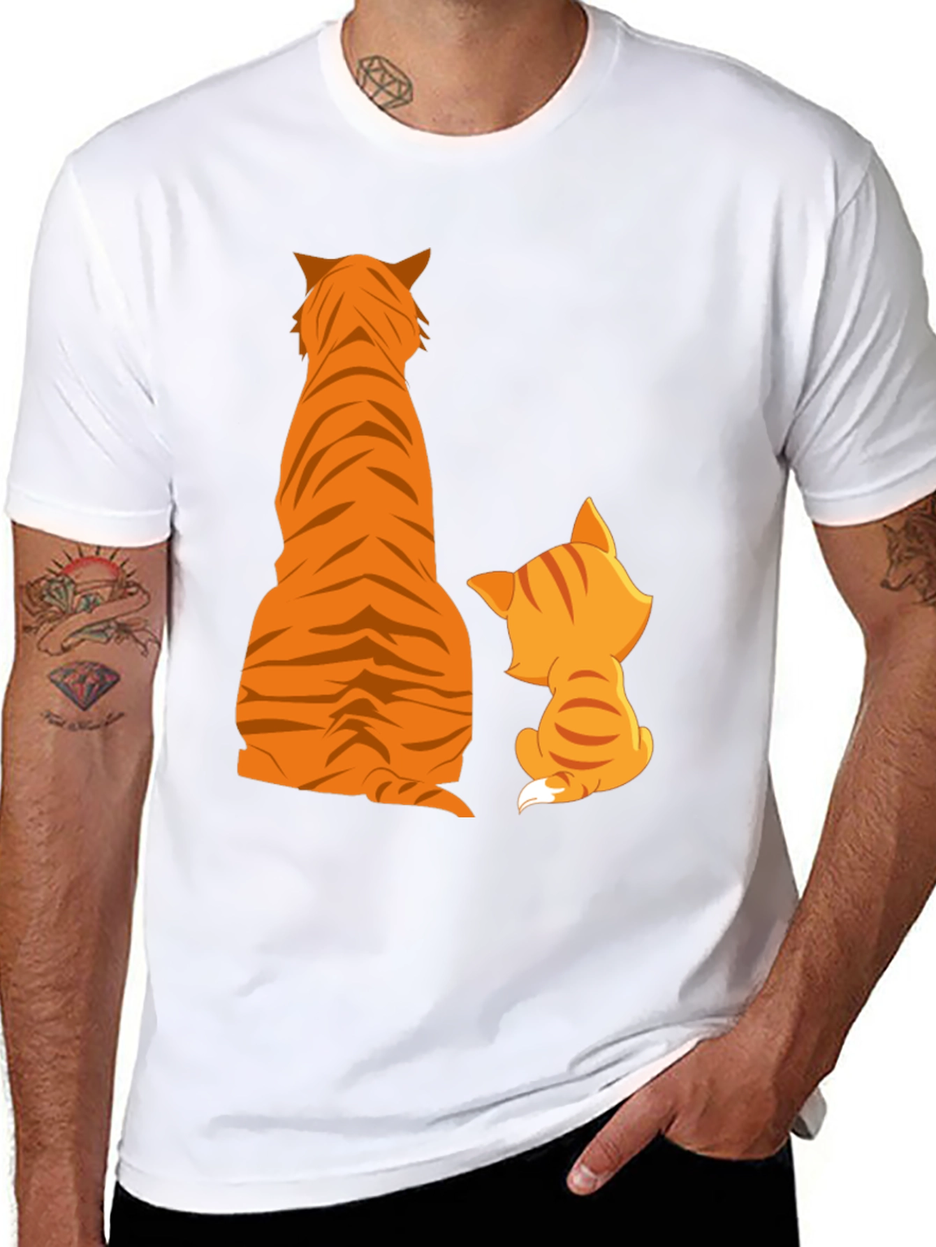 Tiger and Kitten Graphic Tee - Black Cotton