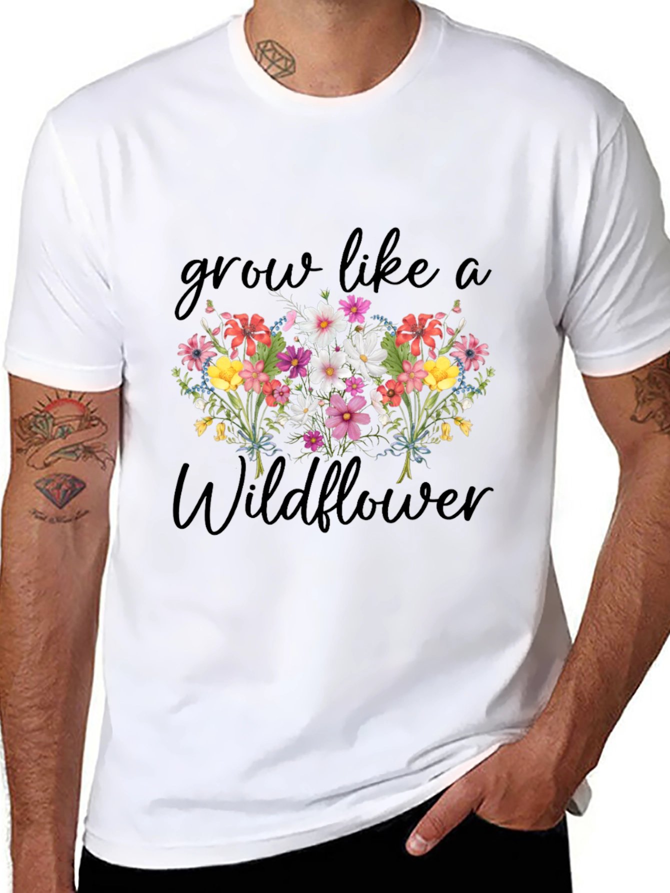 Grow Like a Wildflower Black Graphic T-Shirt