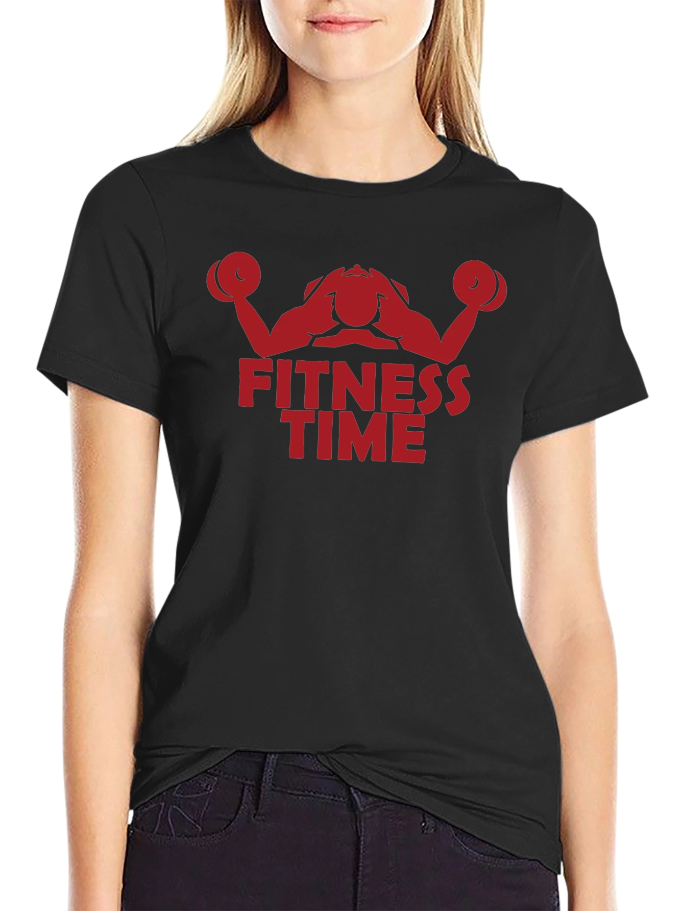 Fitness Time Graphic Tee - Black Cotton