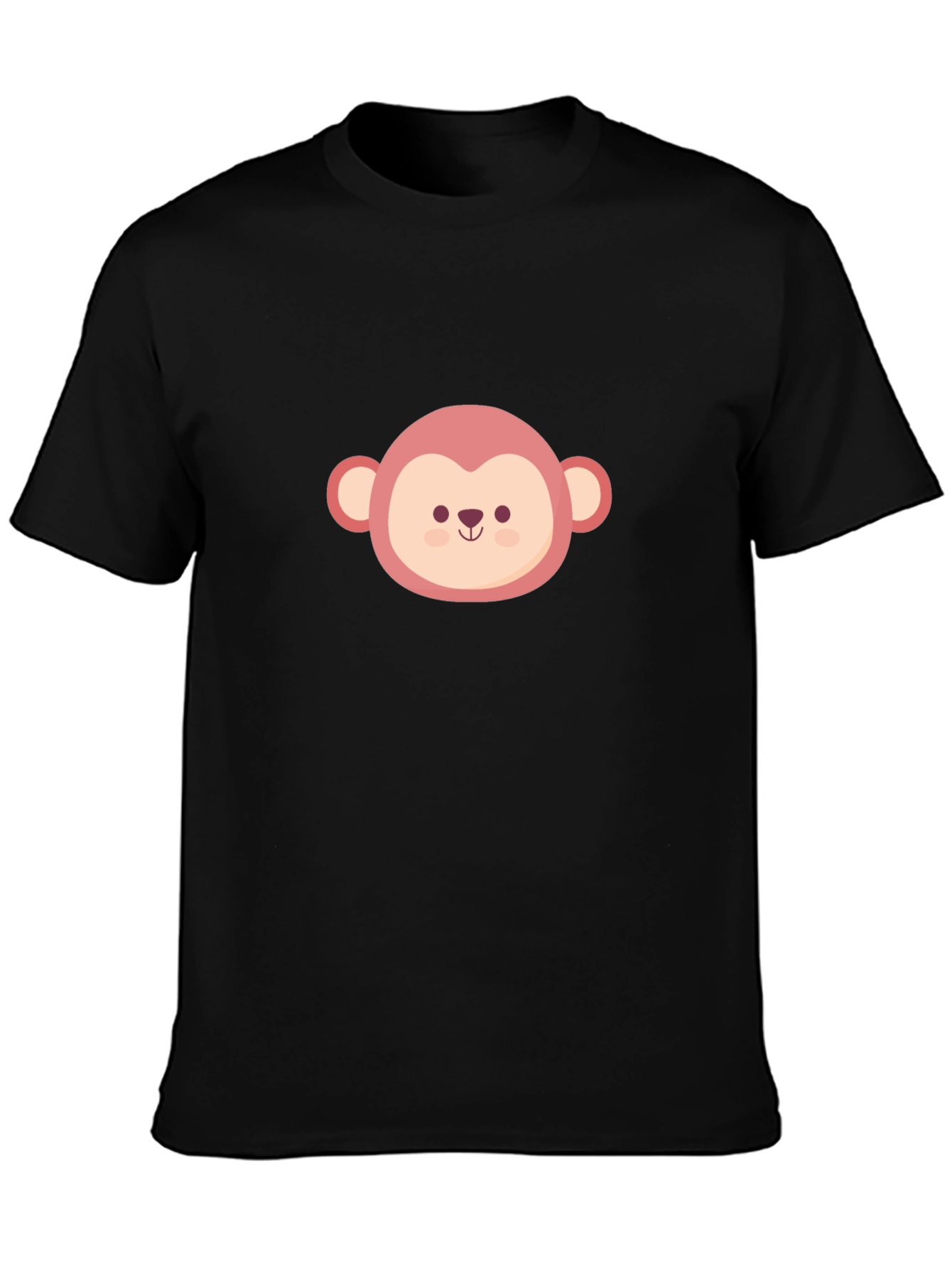 Cute Monkey Face Graphic Tee - Black Unisex T-Shirt