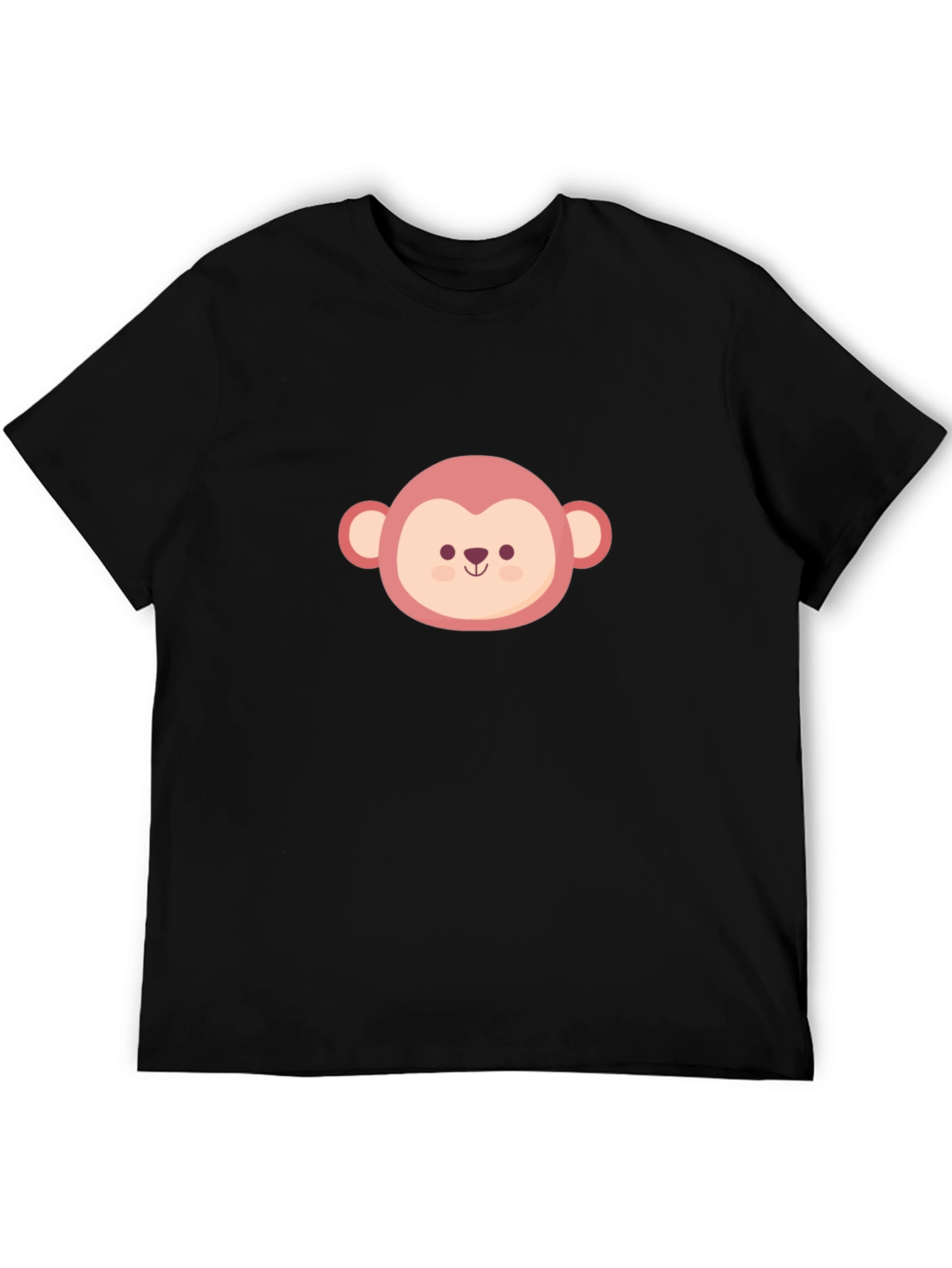 Cute Monkey Face Graphic Tee - Black Unisex T-Shirt