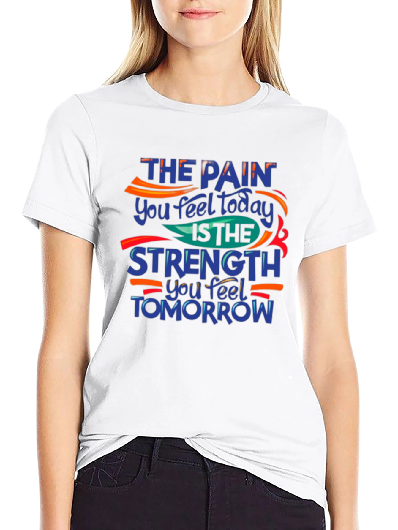 Motivational Black T-Shirt: Pain Today Strength Tomorrow