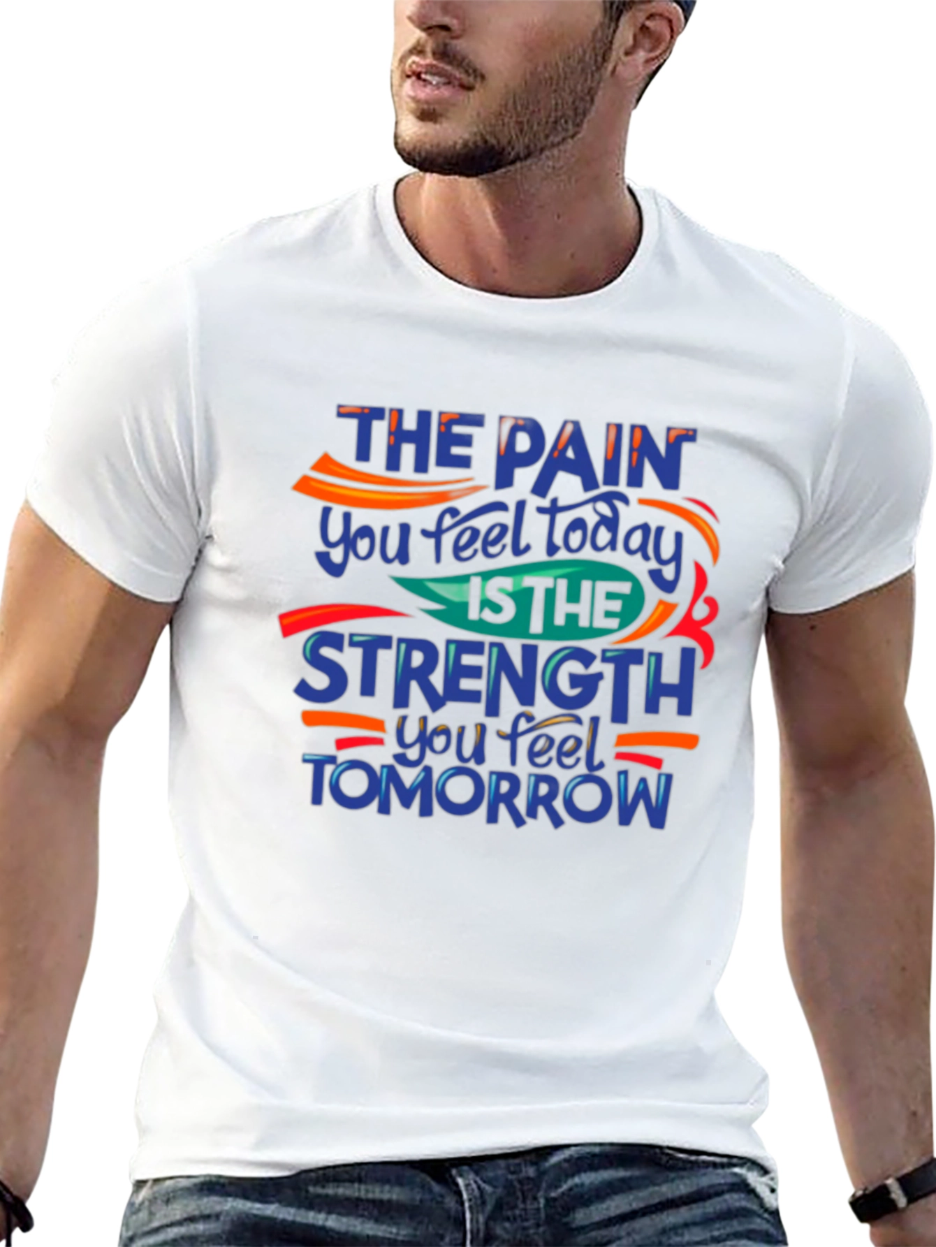 Motivational Black T-Shirt: Pain Today Strength Tomorrow