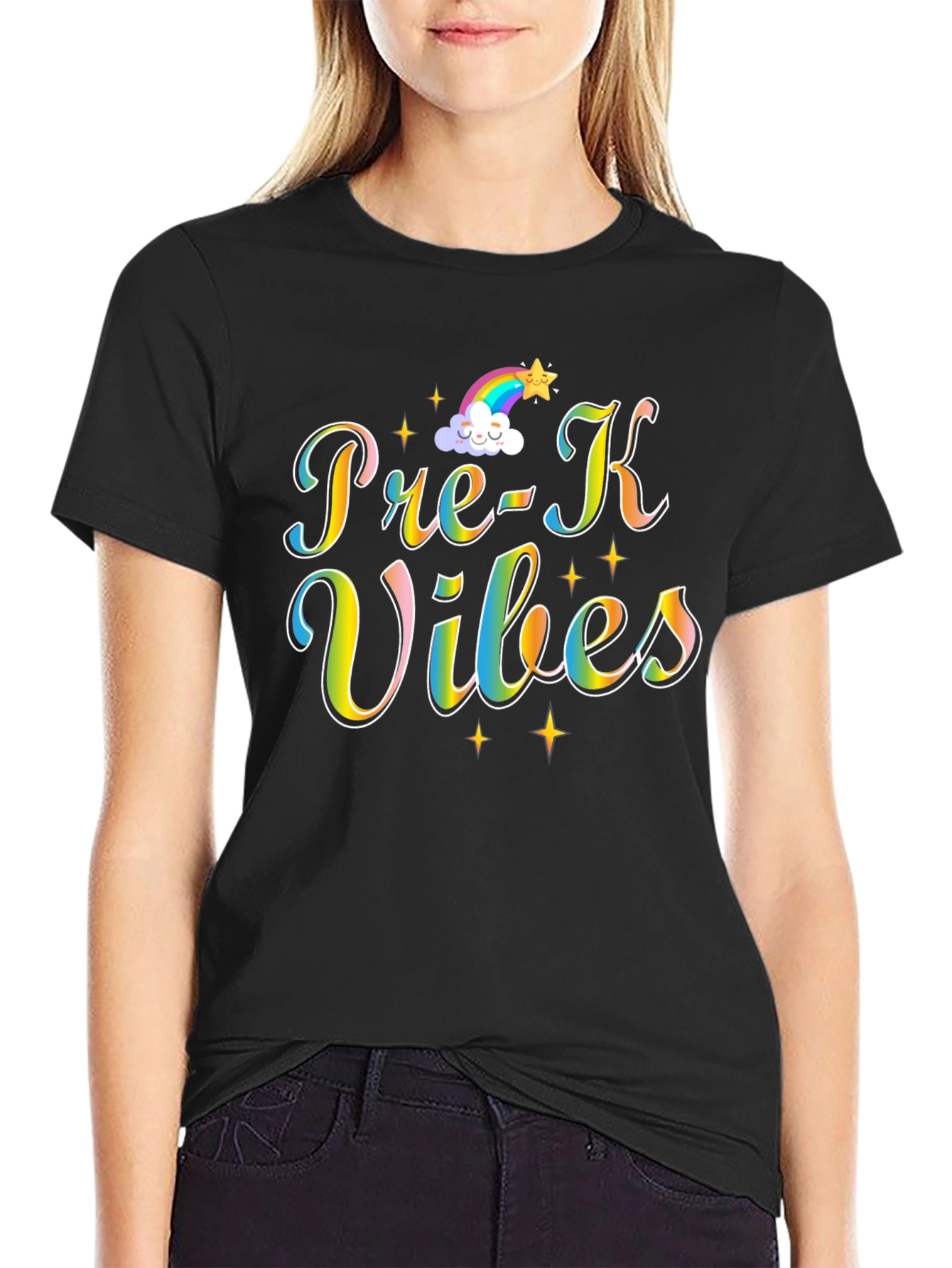 Pre-K Vibes Rainbow Graphic T-Shirt