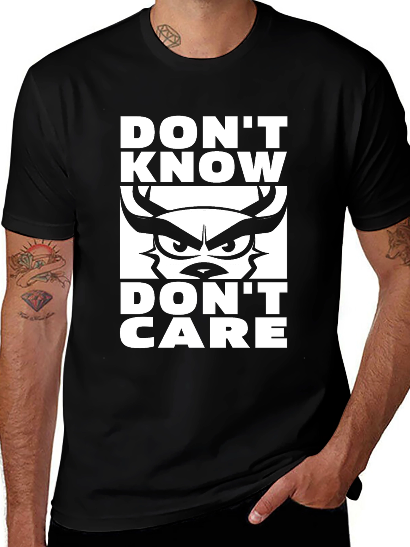 Dont Know Dont Care Graphic Tee - Black