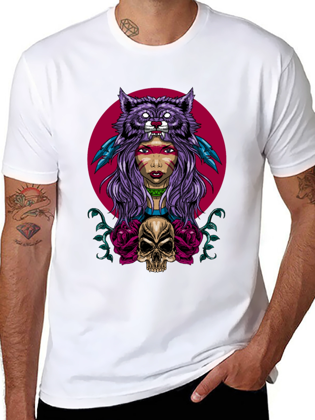 Wolf Headdress Skull Graphic Tee