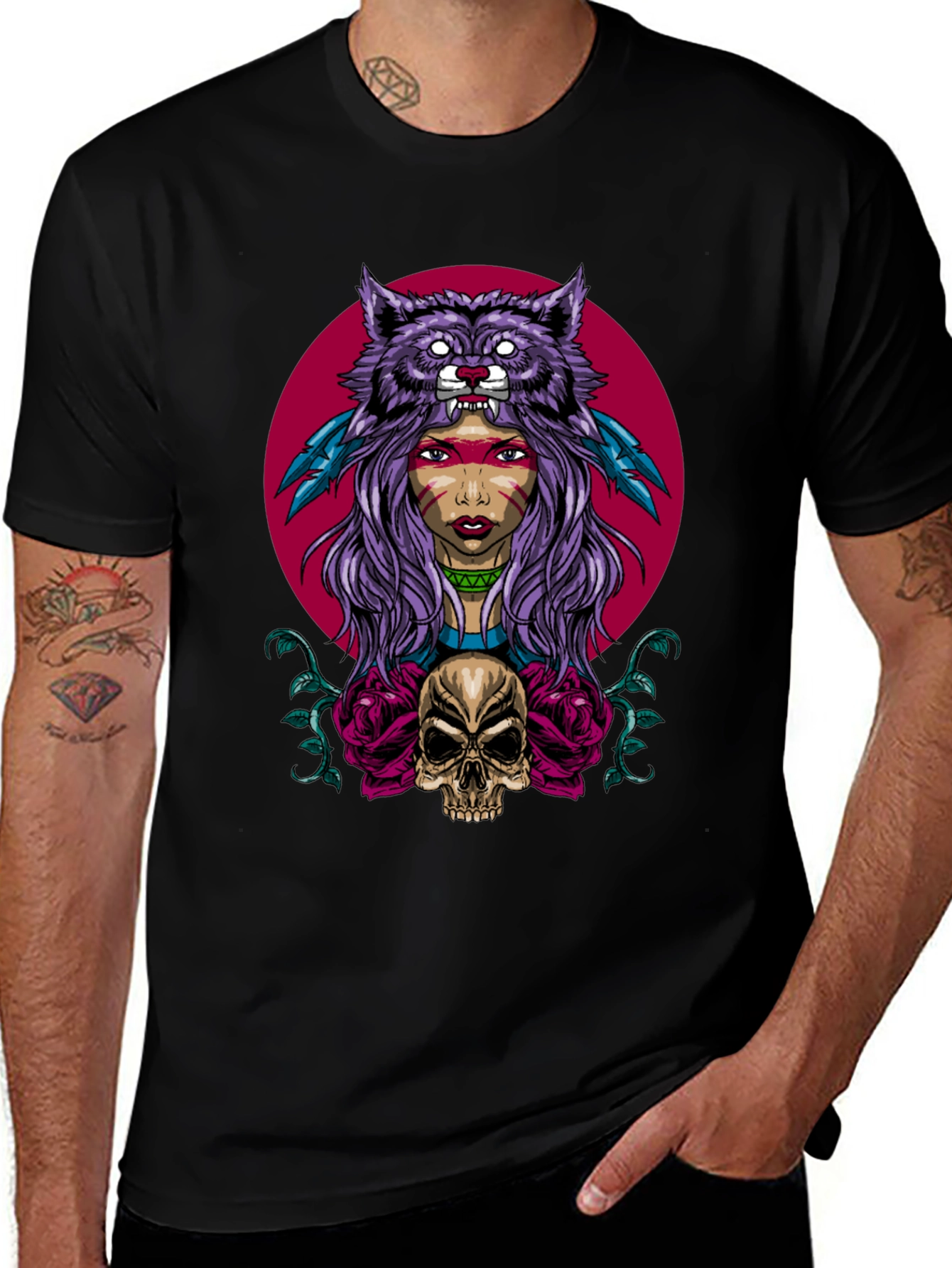 Wolf Headdress Skull Graphic Tee