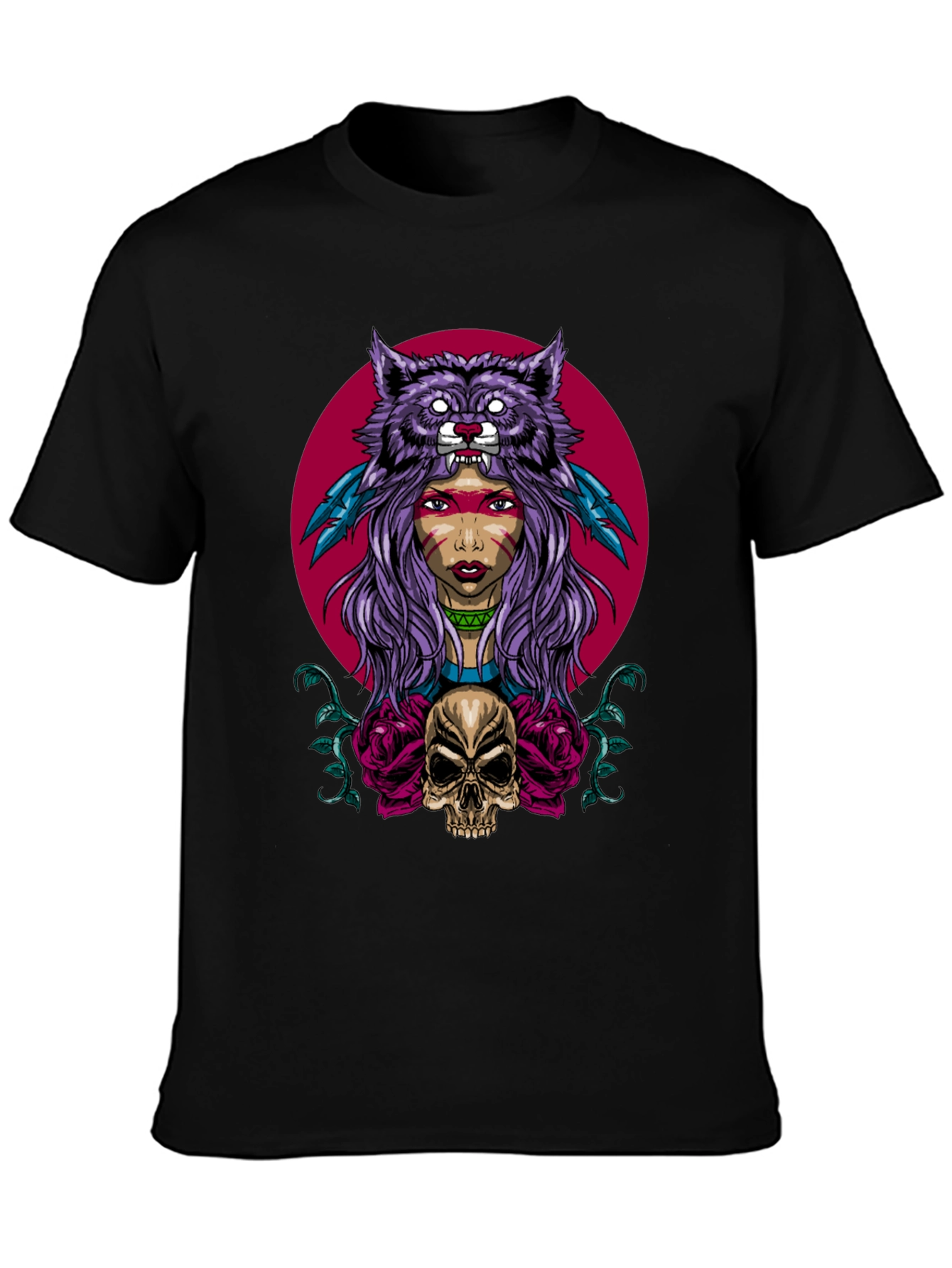 Wolf Headdress Skull Graphic Tee