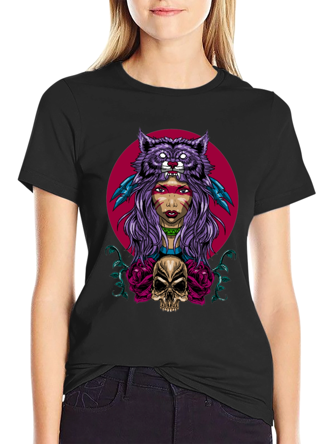 Wolf Headdress Skull Graphic Tee