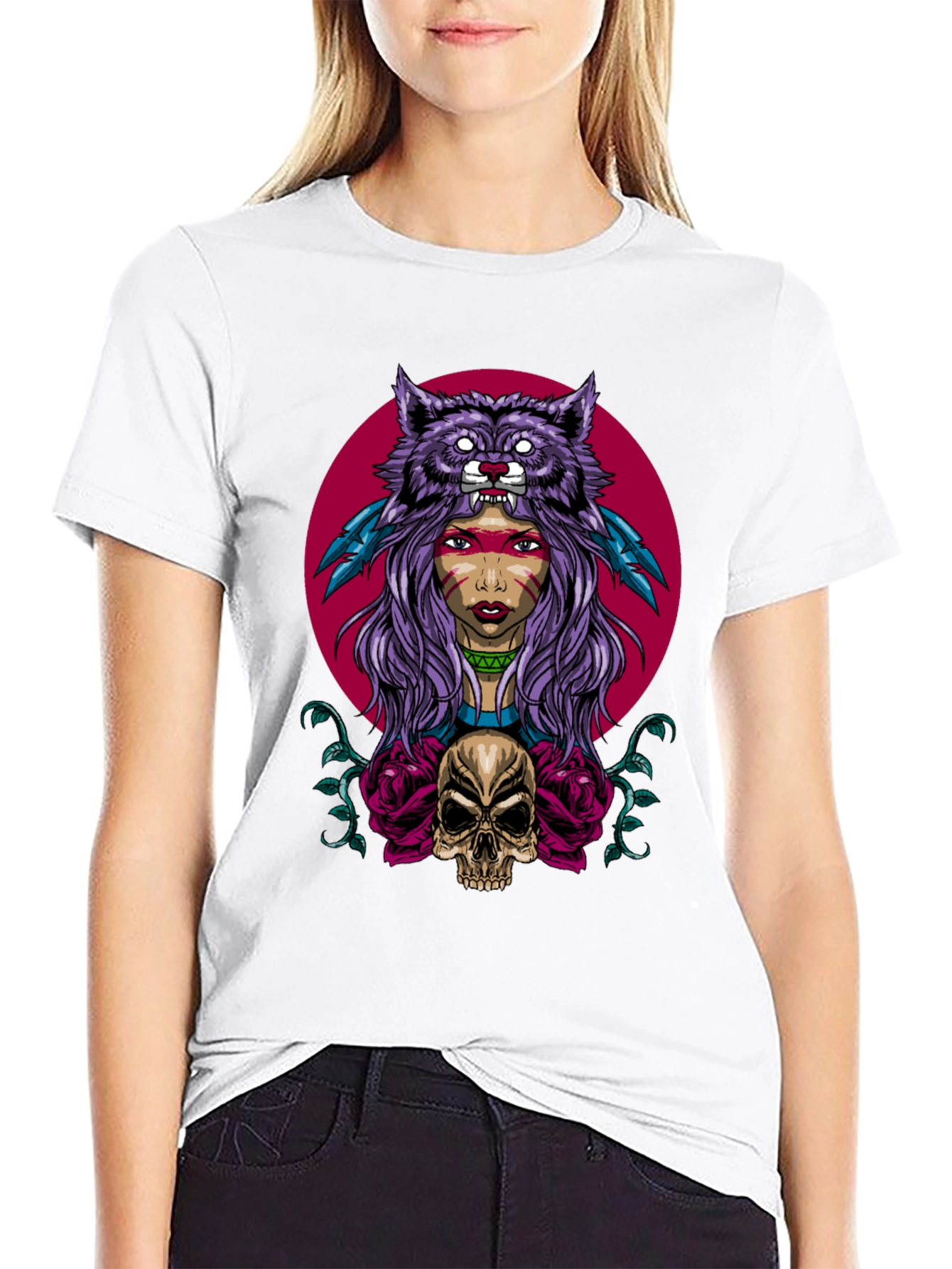 Wolf Headdress Skull Graphic Tee