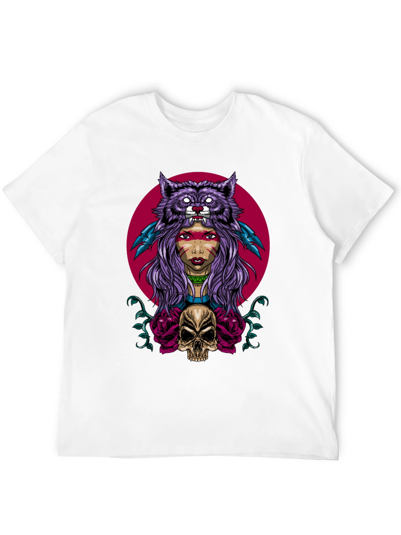 Wolf Headdress Skull Graphic Tee