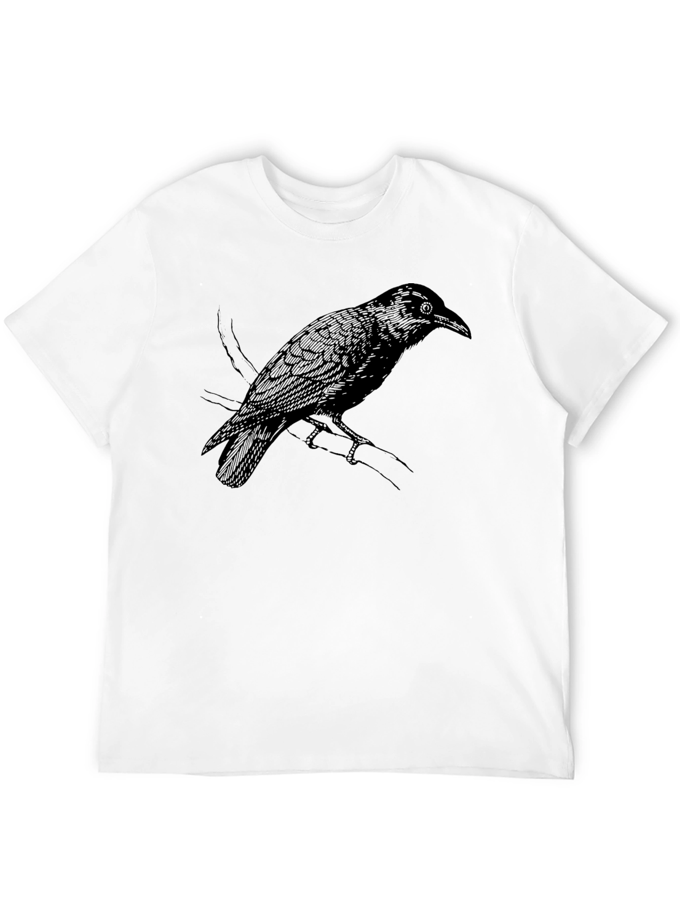 Raven Graphic Tee - Stylish Black Crow Bird T-Shirt