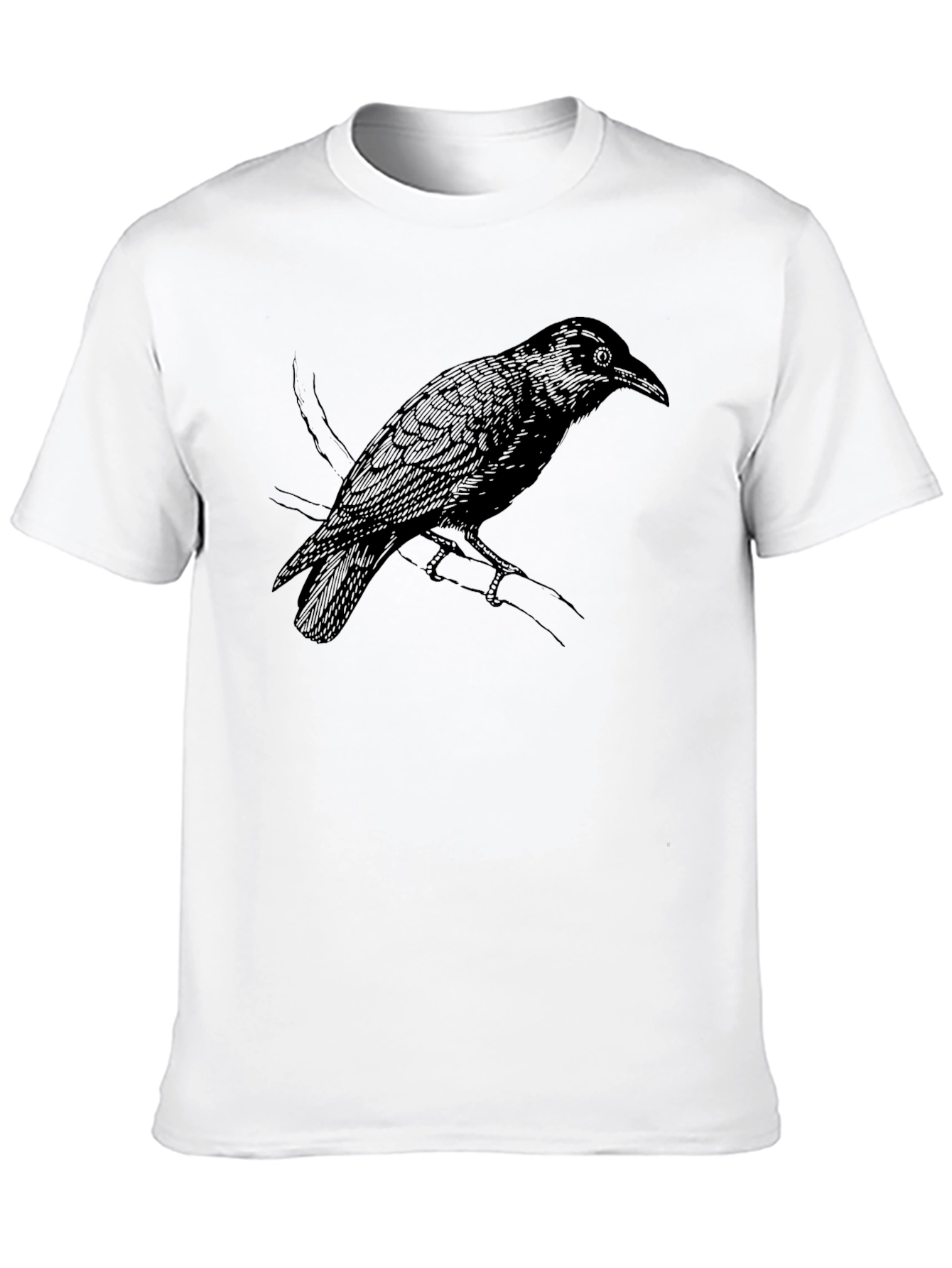 Raven Graphic Tee - Stylish Black Crow Bird T-Shirt