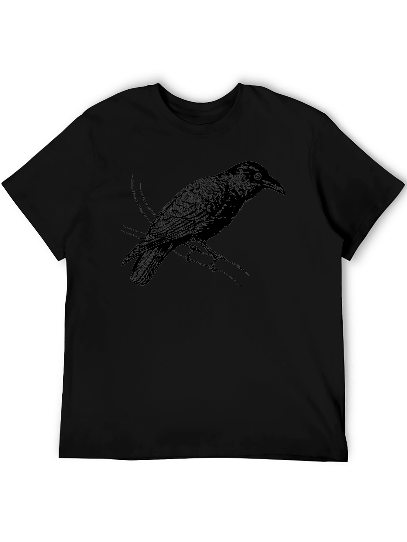 Raven Graphic Tee - Stylish Black Crow Bird T-Shirt