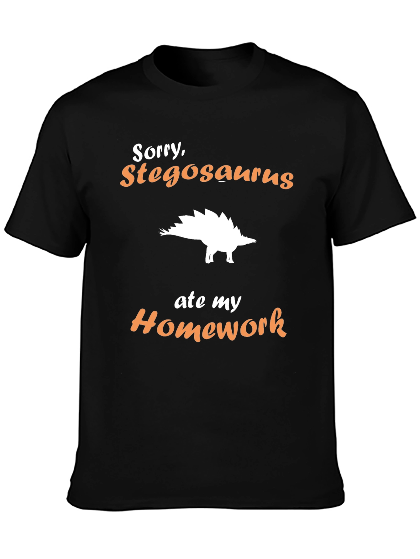 Stegosaurus Ate My Homework Funny Black T-Shirt
