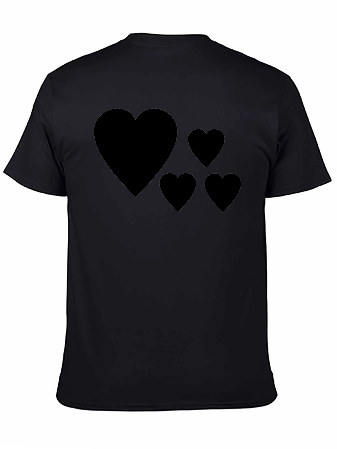 Heart Design Black T-Shirt Casual Wear