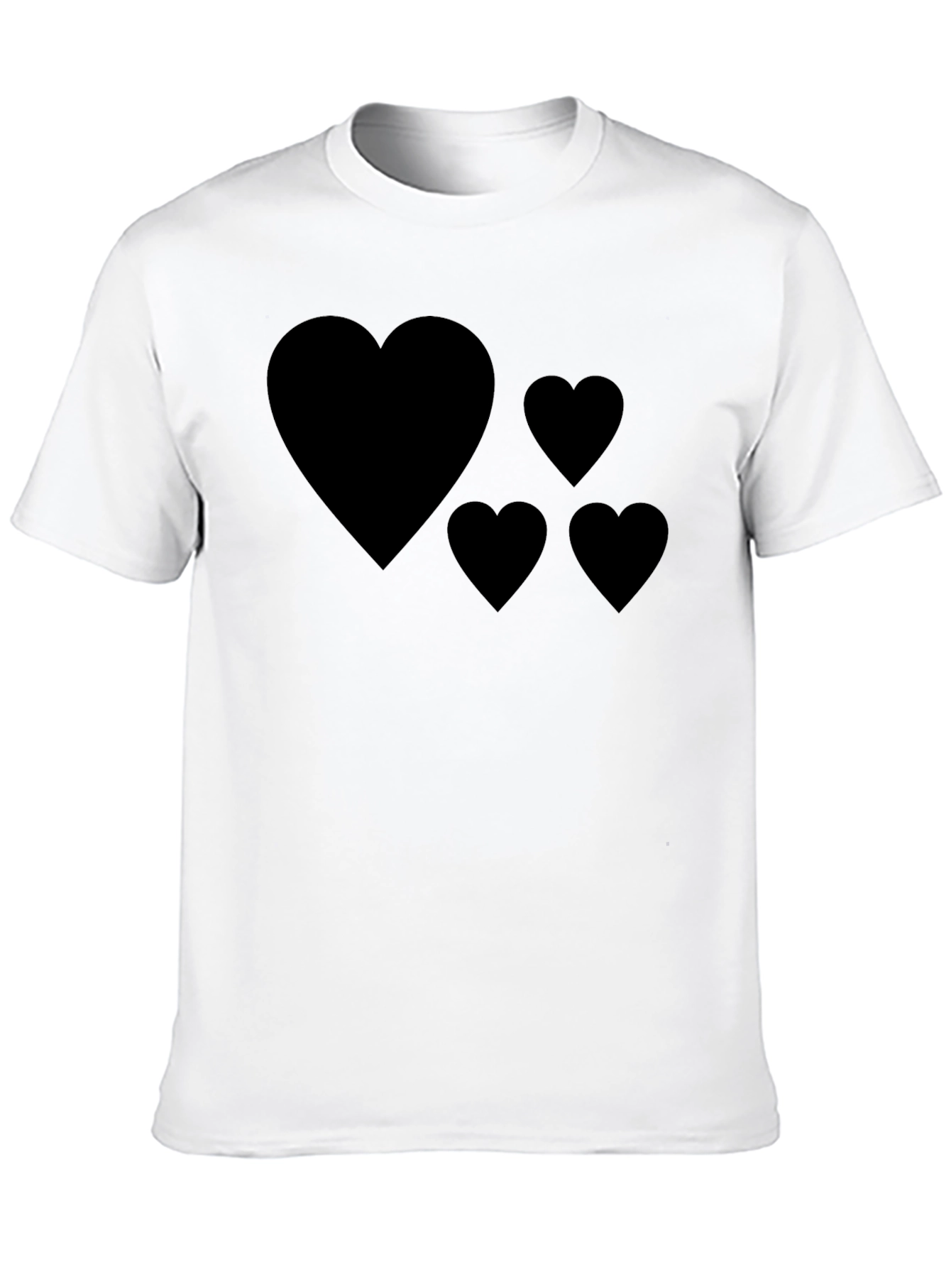 Heart Design Black T-Shirt Casual Wear