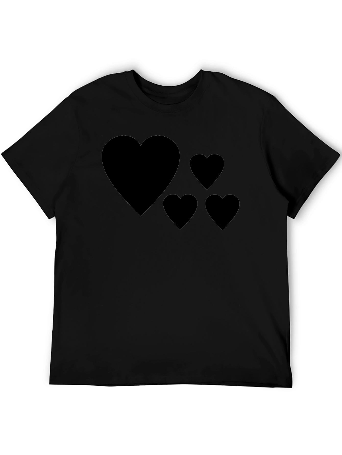 Heart Design Black T-Shirt Casual Wear