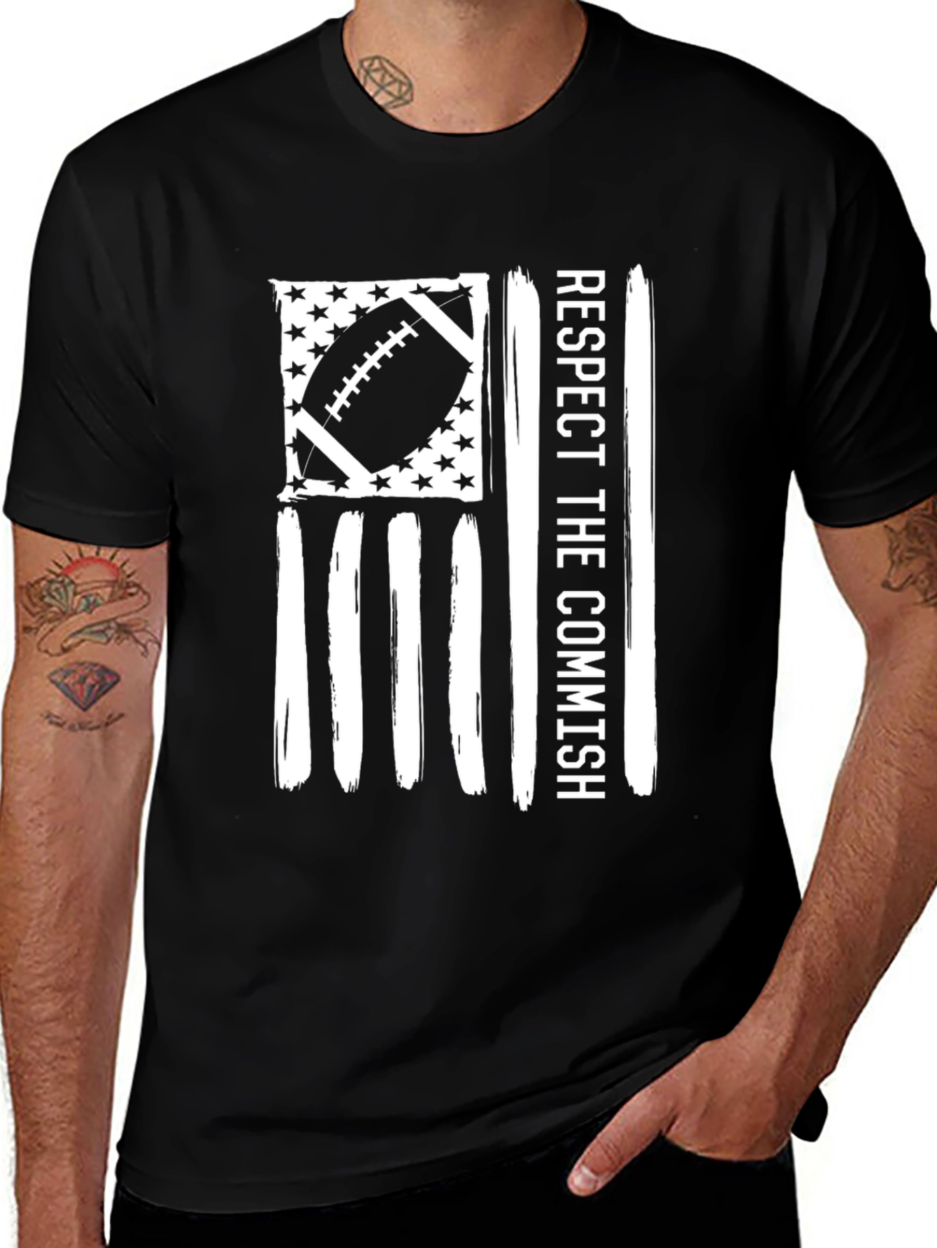 Respect the Commish Football Flag T-Shirt