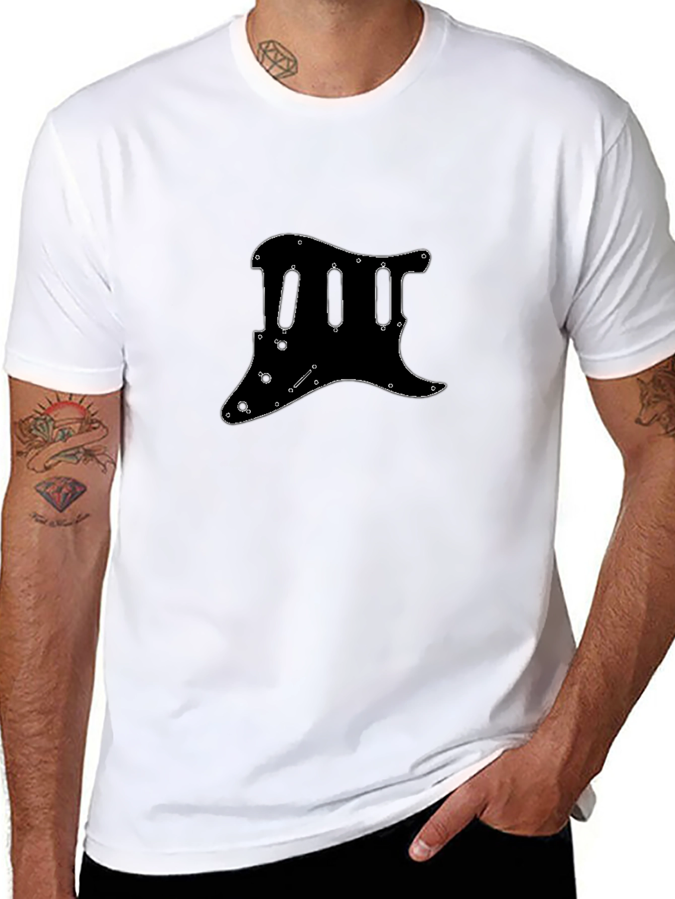 Guitar Pickguard Outline Graphic T-Shirt