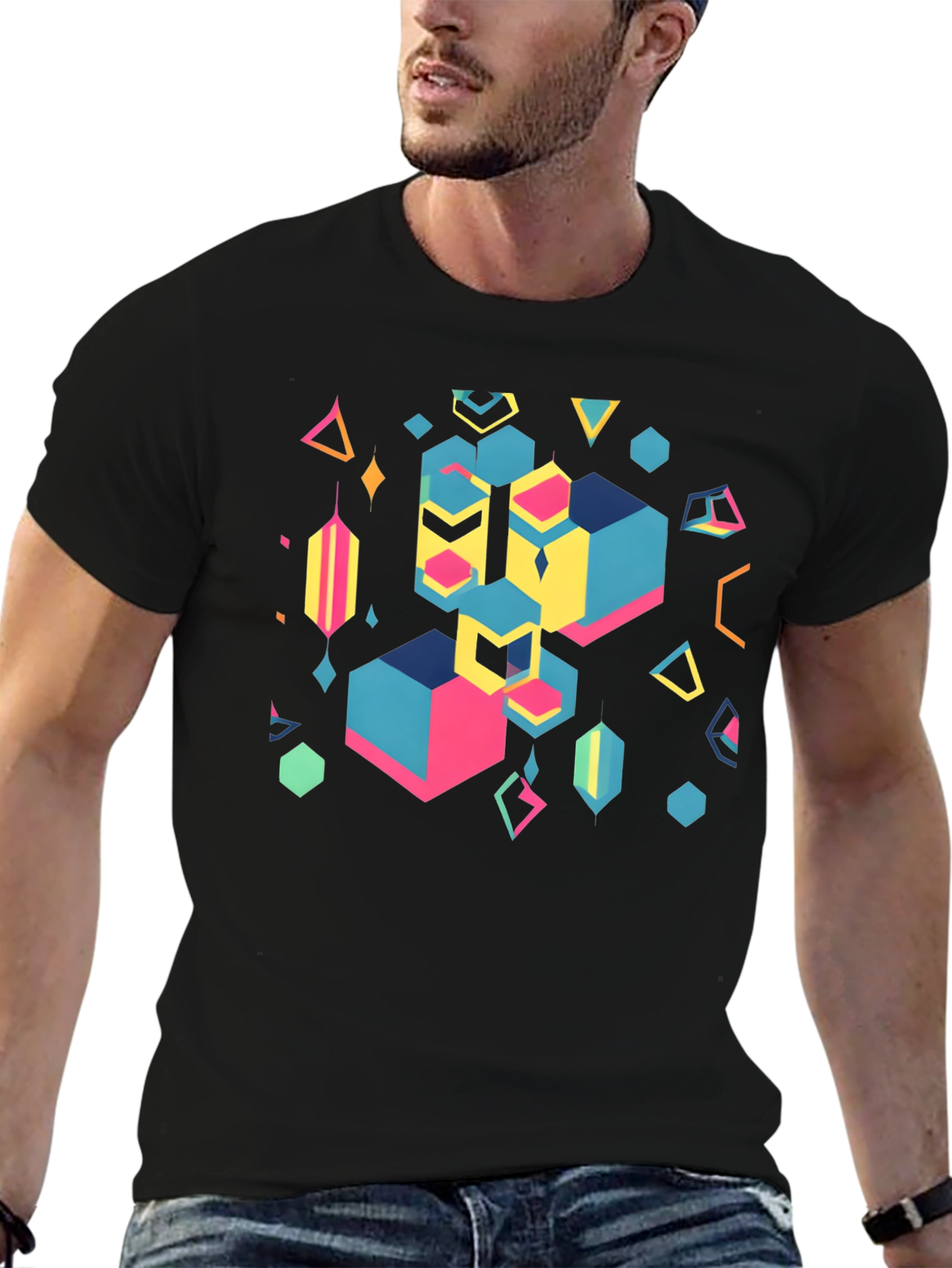 Geometric Abstract Black Graphic Tee