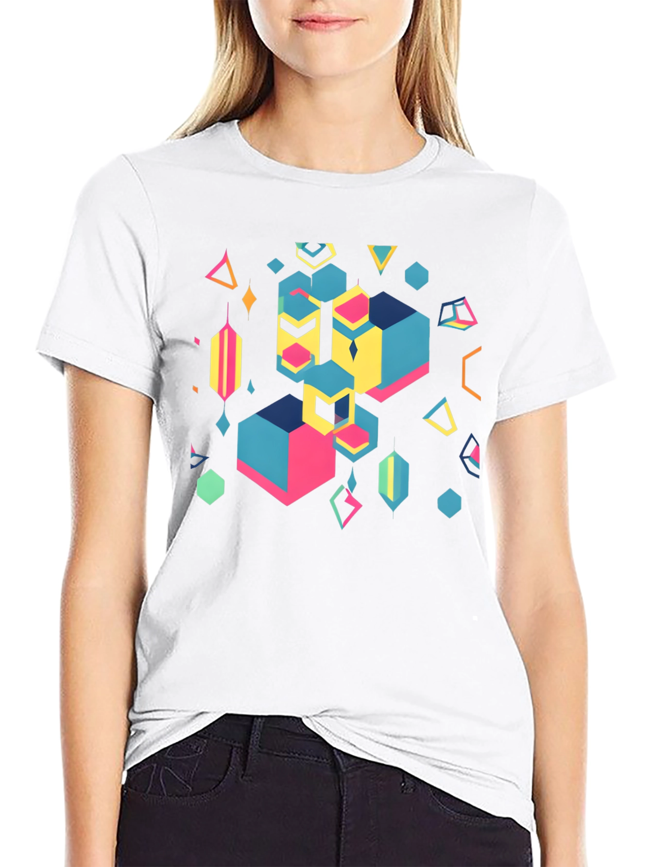 Geometric Abstract Black Graphic Tee