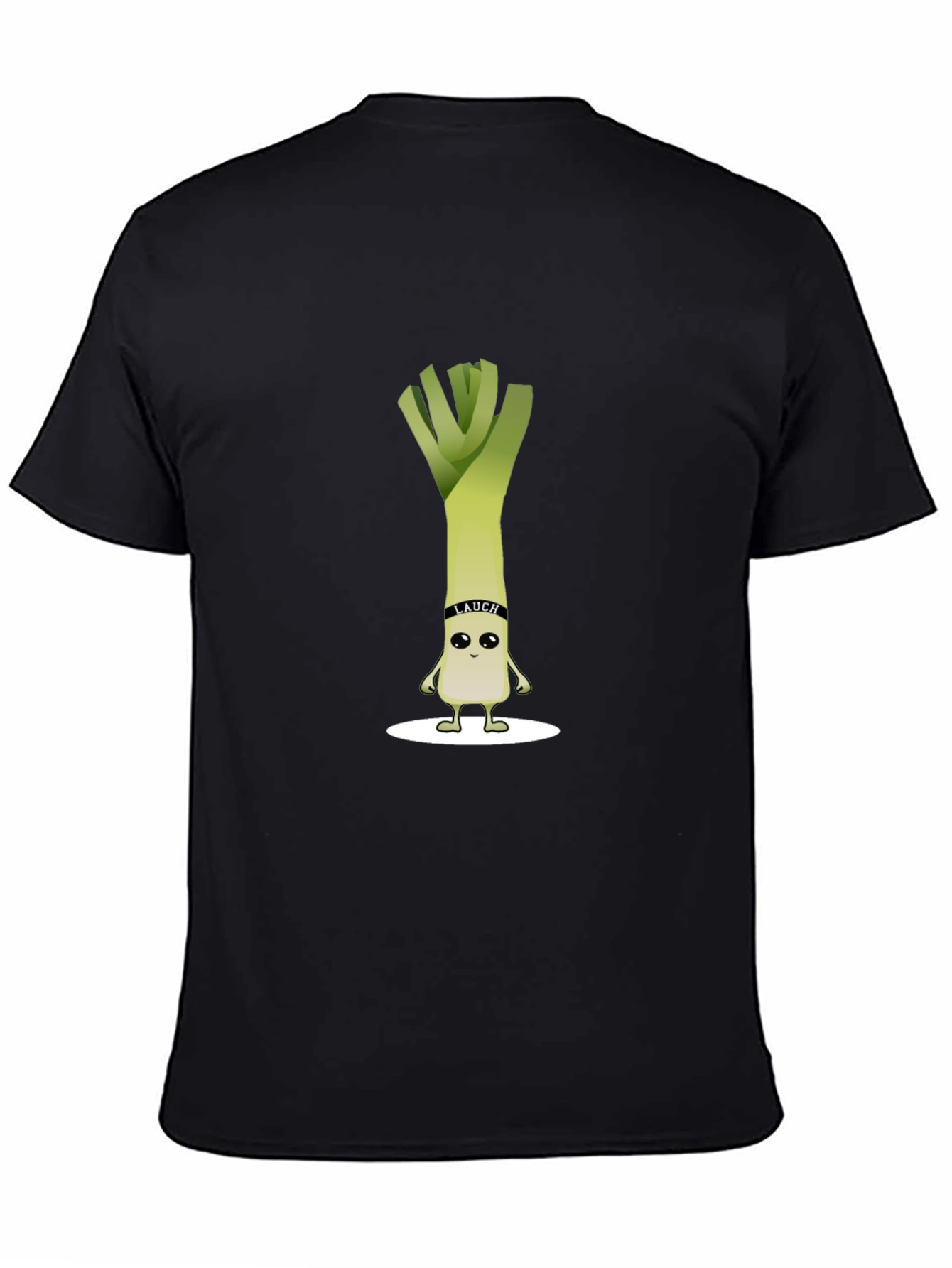 Funny Leek Cartoon Black T-Shirt