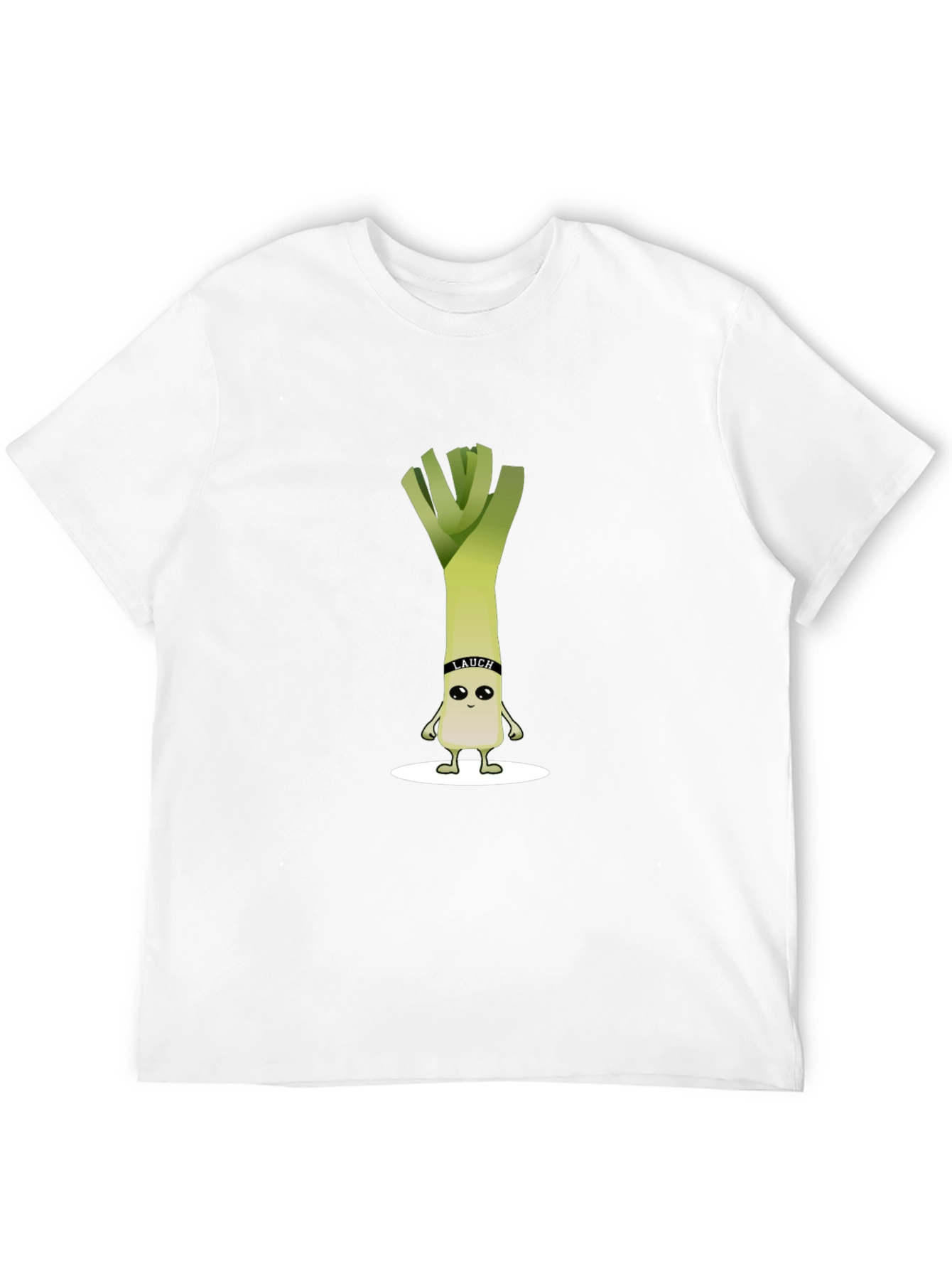 Funny Leek Cartoon Black T-Shirt