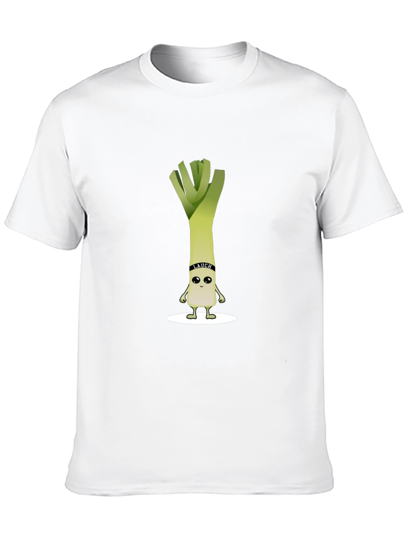 Funny Leek Cartoon Black T-Shirt