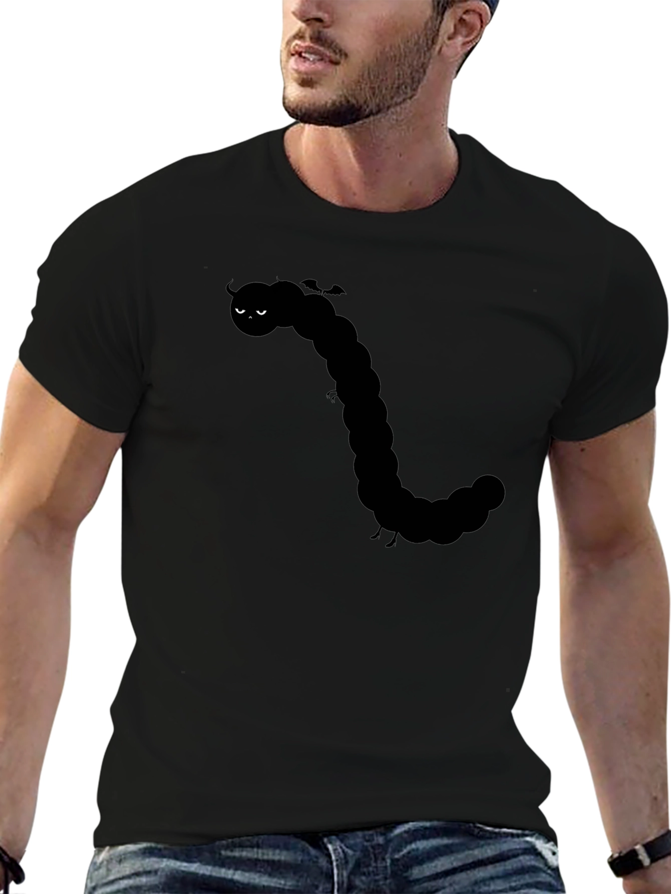 Caterpillar Graphic Tee - Black Cotton Shirt