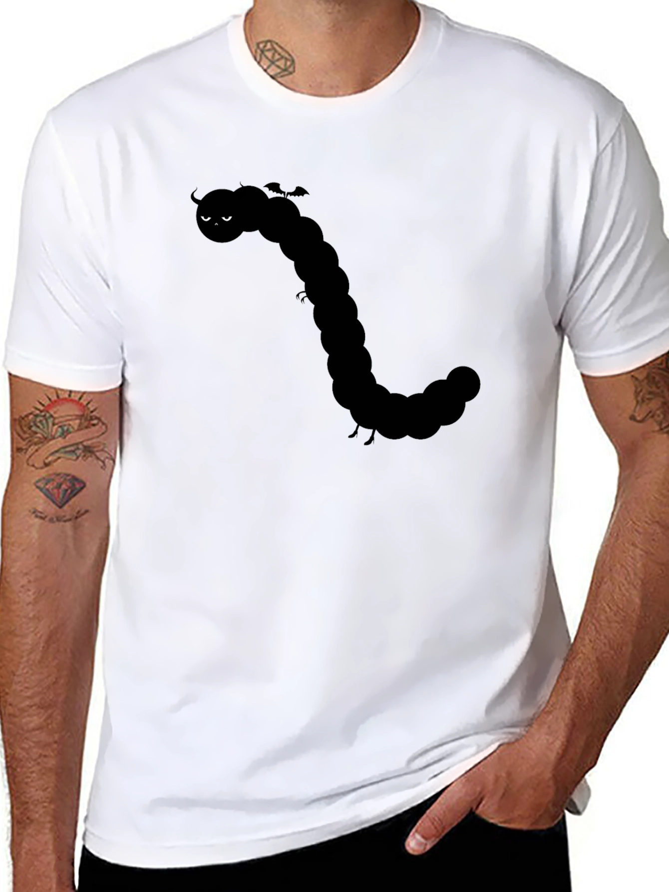 Caterpillar Graphic Tee - Black Cotton Shirt