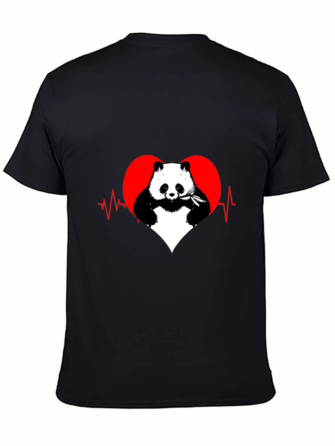 Panda Heartbeat Graphic Tee - Mens Black T-Shirt
