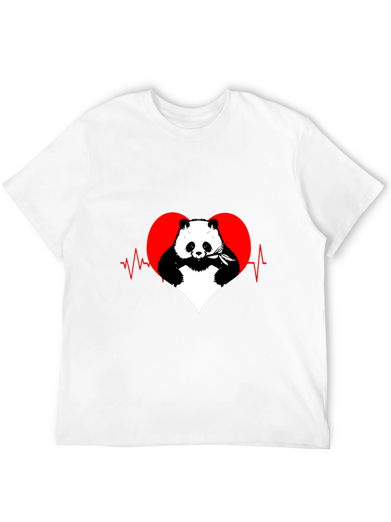 Panda Heartbeat Graphic Tee - Mens Black T-Shirt