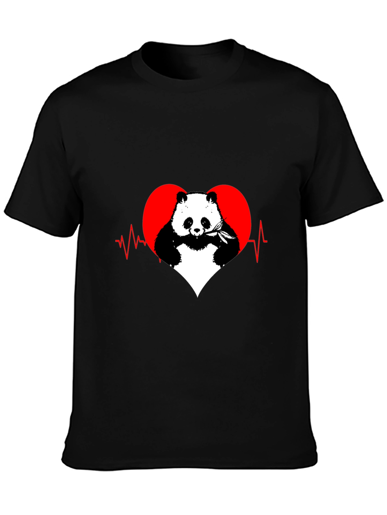 Panda Heartbeat Graphic Tee - Mens Black T-Shirt