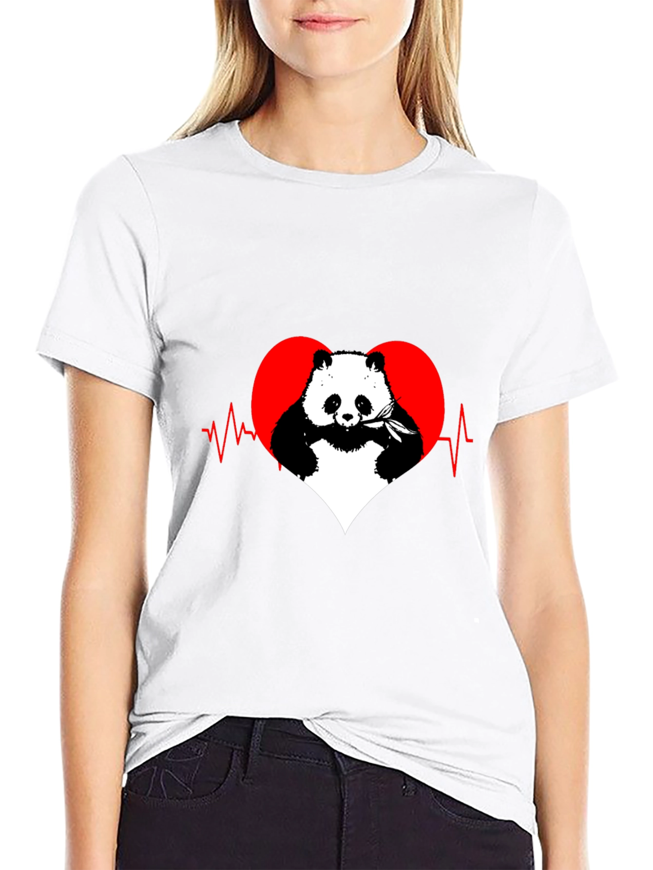 Panda Heartbeat Graphic Tee - Mens Black T-Shirt