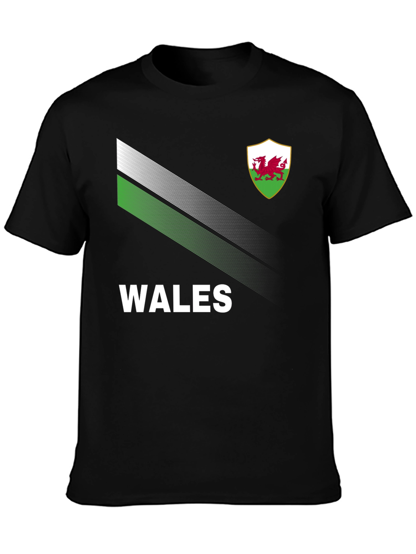 Wales T-Shirt: Black Jersey with Dragon Emblem
