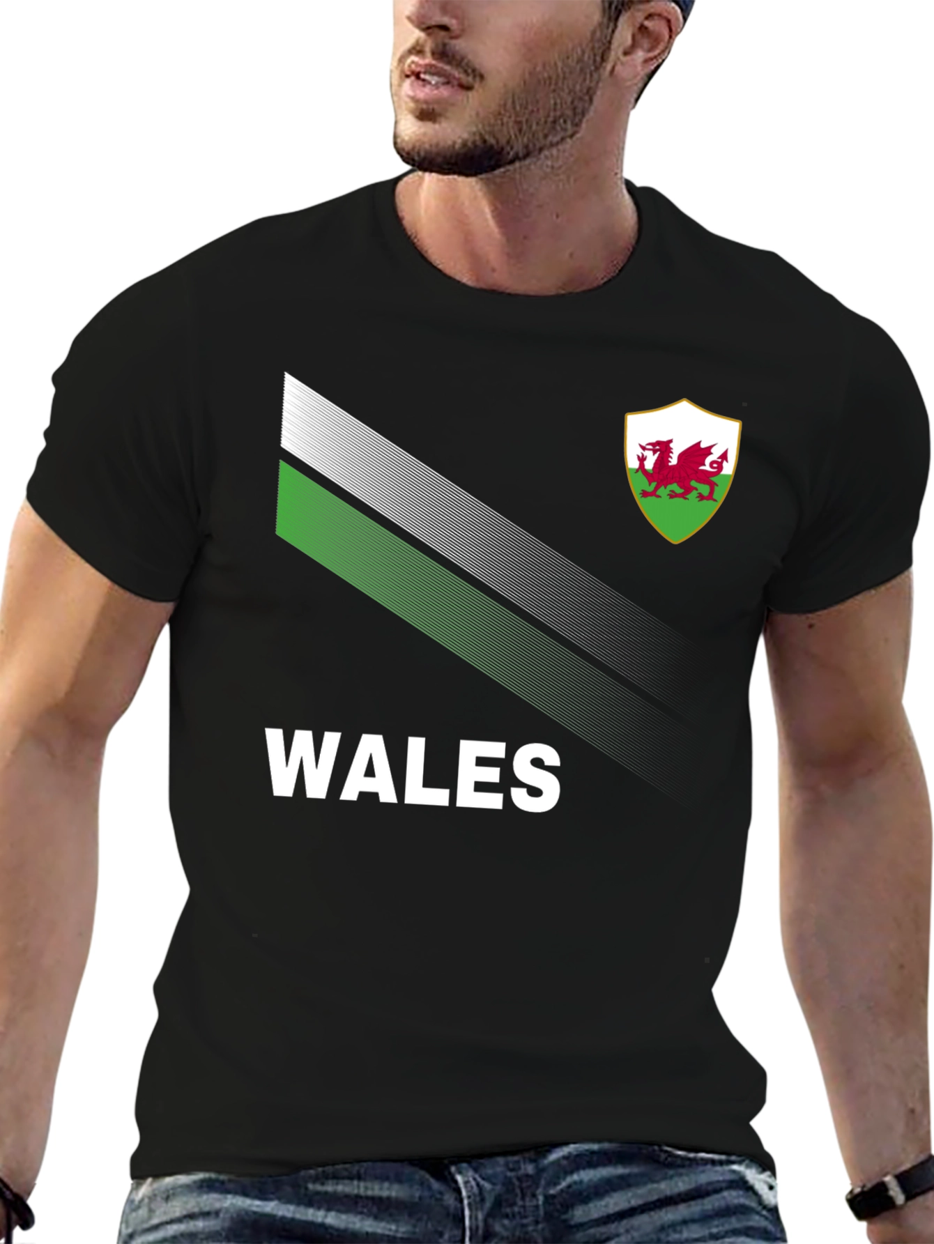 Wales T-Shirt: Black Jersey with Dragon Emblem